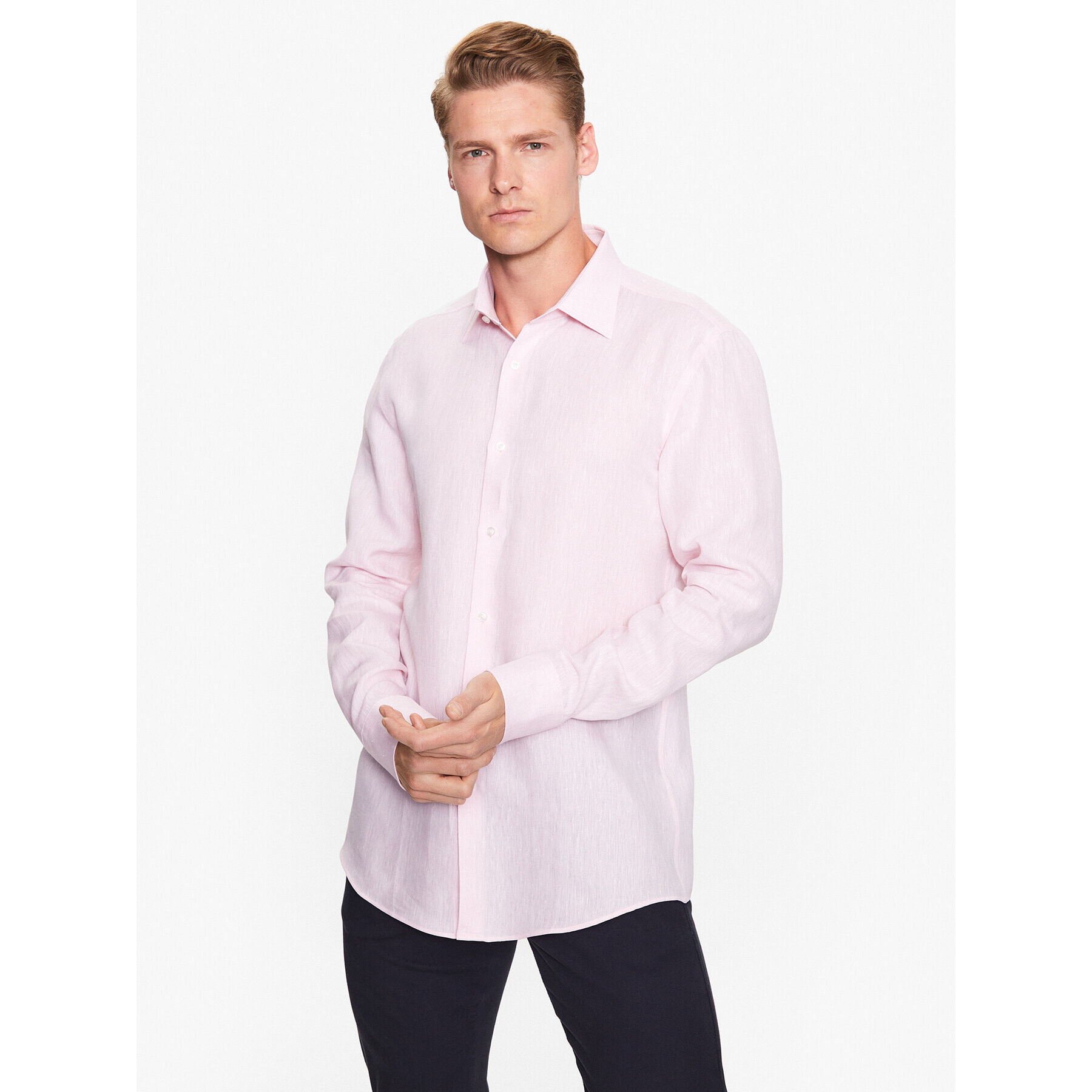 Boss Košeľa 50490234 Ružová Slim Fit - Pepit.sk