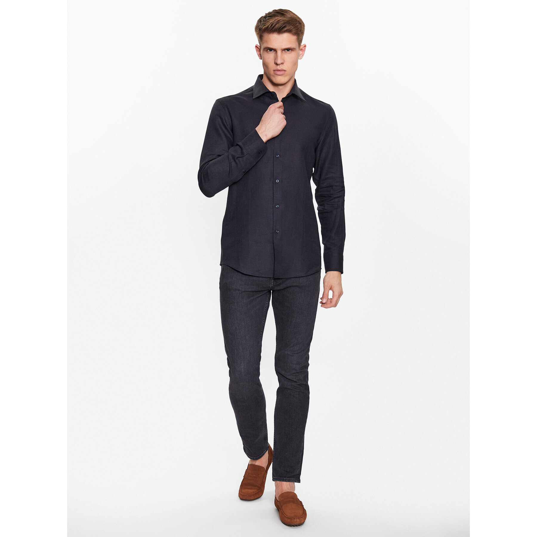 Boss Košeľa Hank-Kent 50490234 Tmavomodrá Slim Fit - Pepit.sk