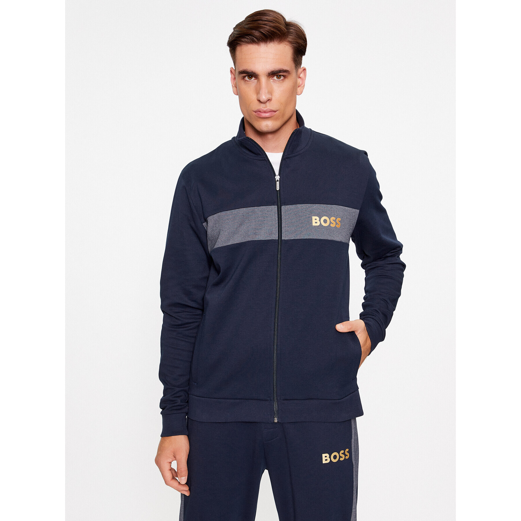 Boss Mikina Tracksuit Jacket 50503040 Tmavomodrá Regular Fit - Pepit.sk