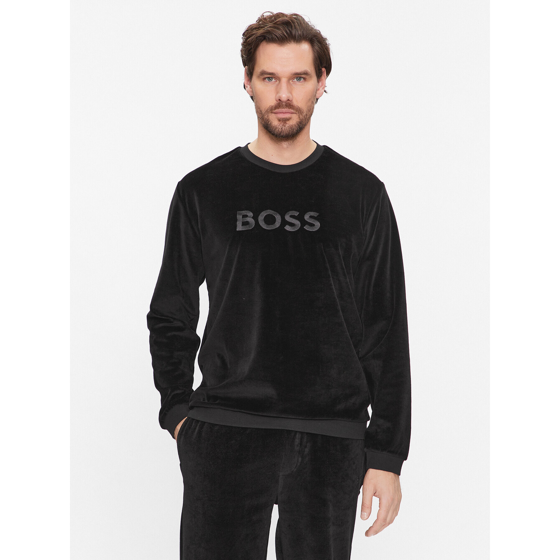 Boss Mikina Velour 50485863 Čierna Regular Fit - Pepit.sk