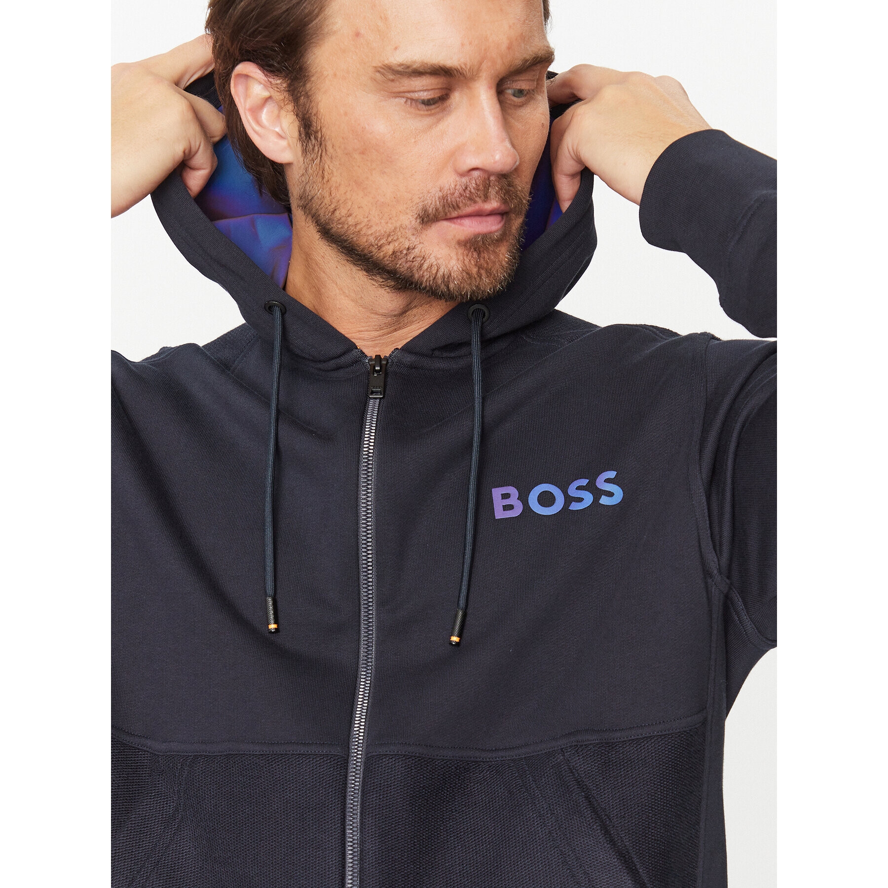 Boss Mikina Zedoublehood 50501974 Tmavomodrá Regular Fit - Pepit.sk