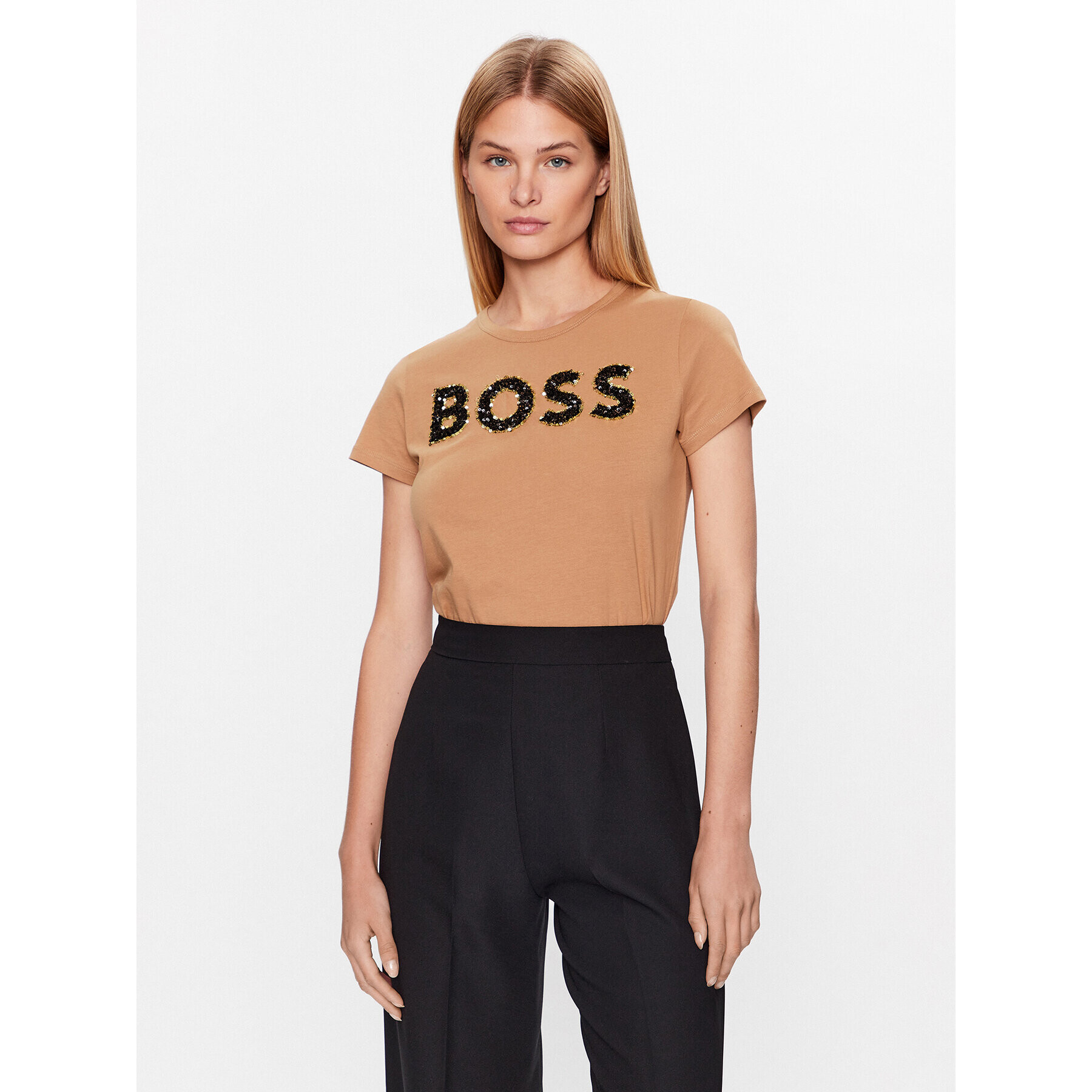 Boss Tričko 50484646 Béžová Slim Fit - Pepit.sk