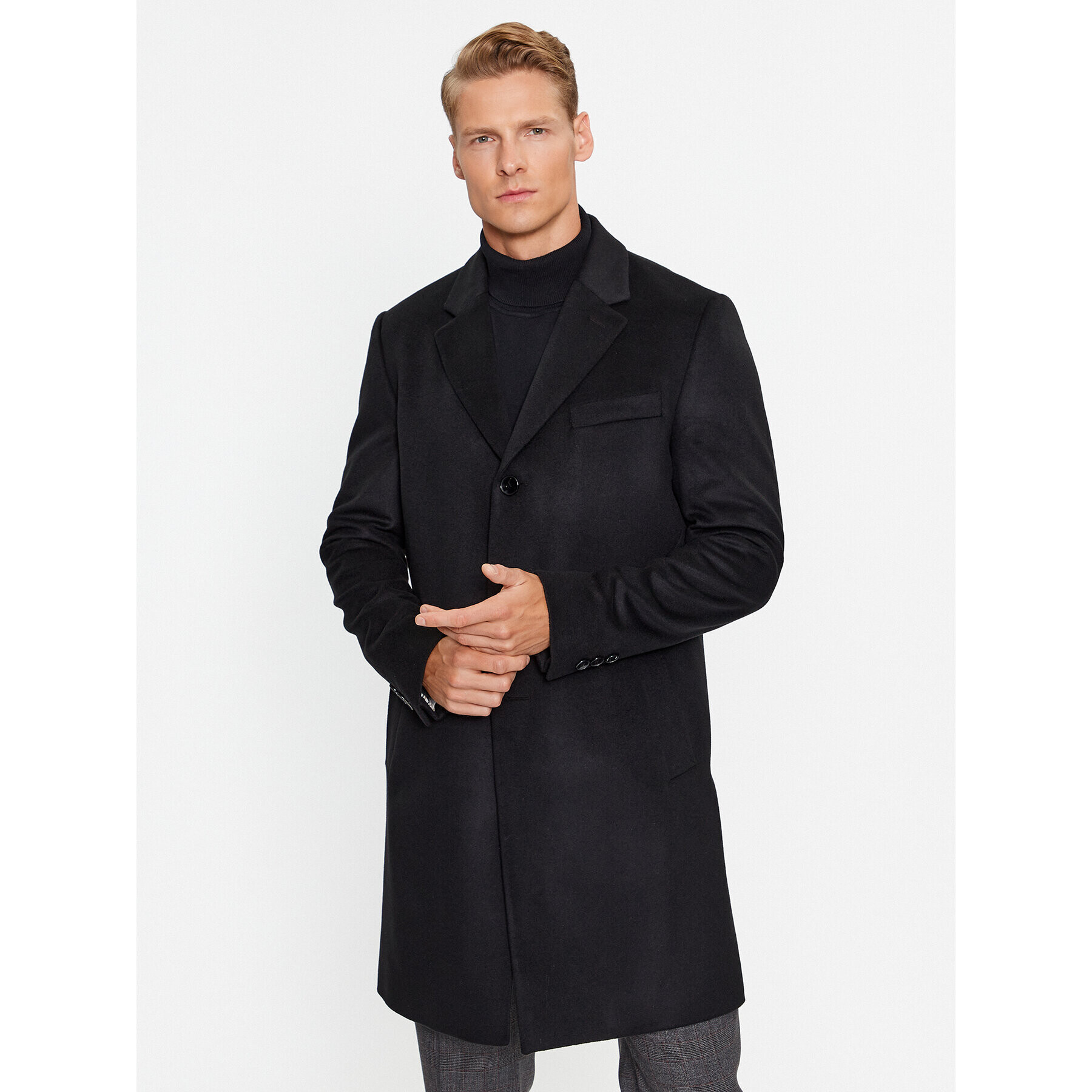 Boss Vlnený kabát H-Hyde-234 50502327 Čierna Slim Fit - Pepit.sk