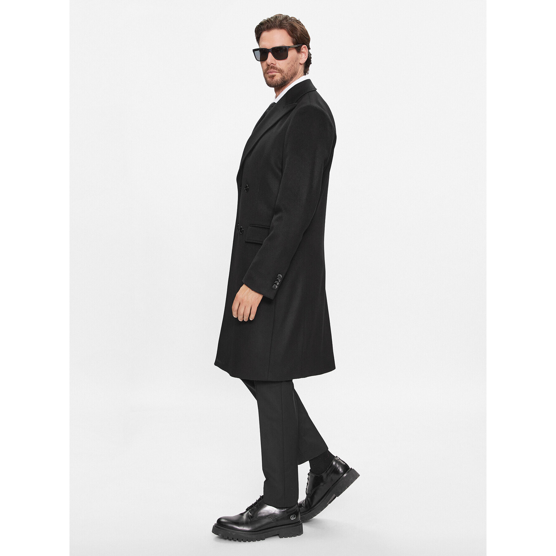 Boss Vlnený kabát H-Hyde-DB-Peak-234 50502328 Čierna Slim Fit - Pepit.sk