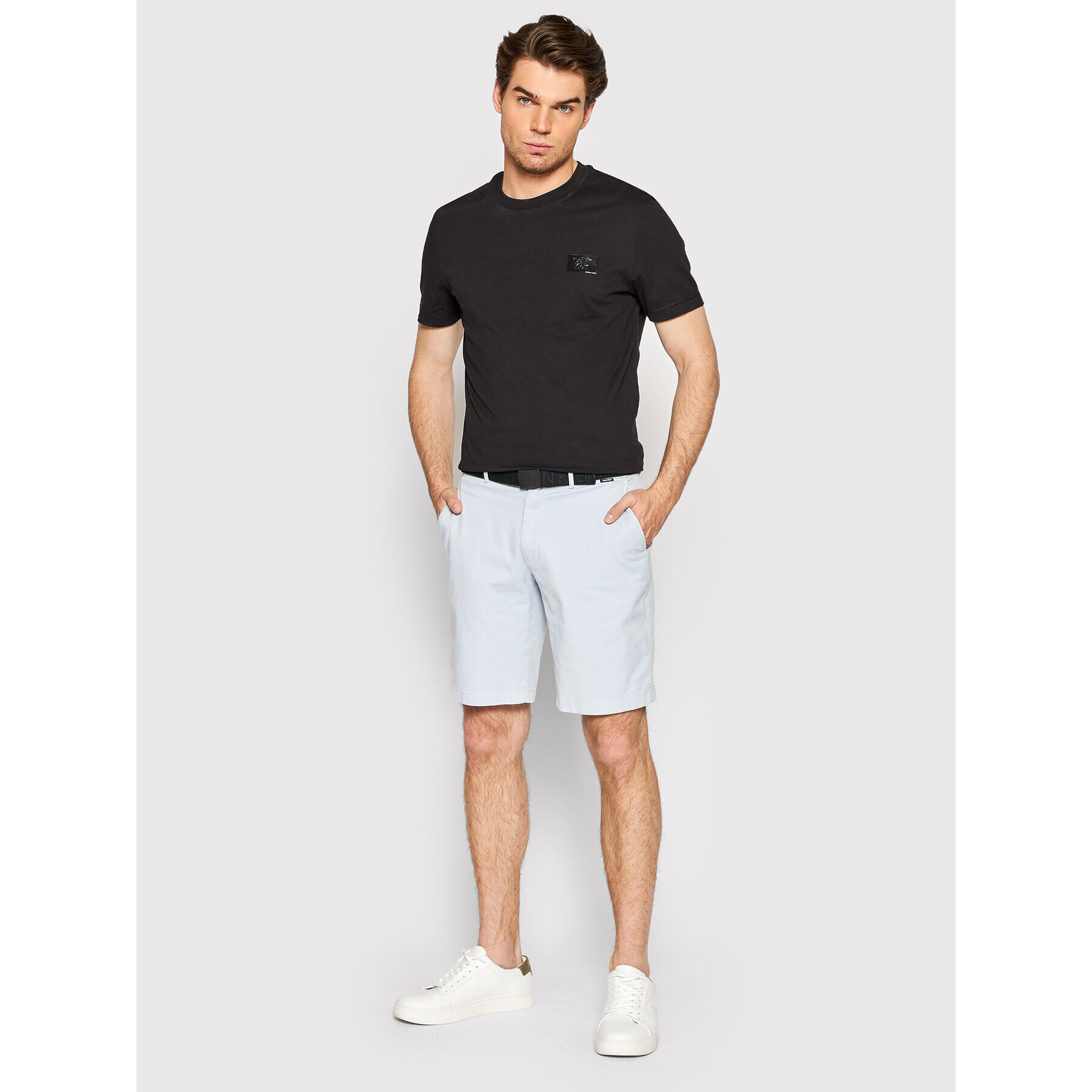 Calvin Klein Bavlnené šortky Garment Dye Belted K10K109443 Modrá Slim Fit - Pepit.sk