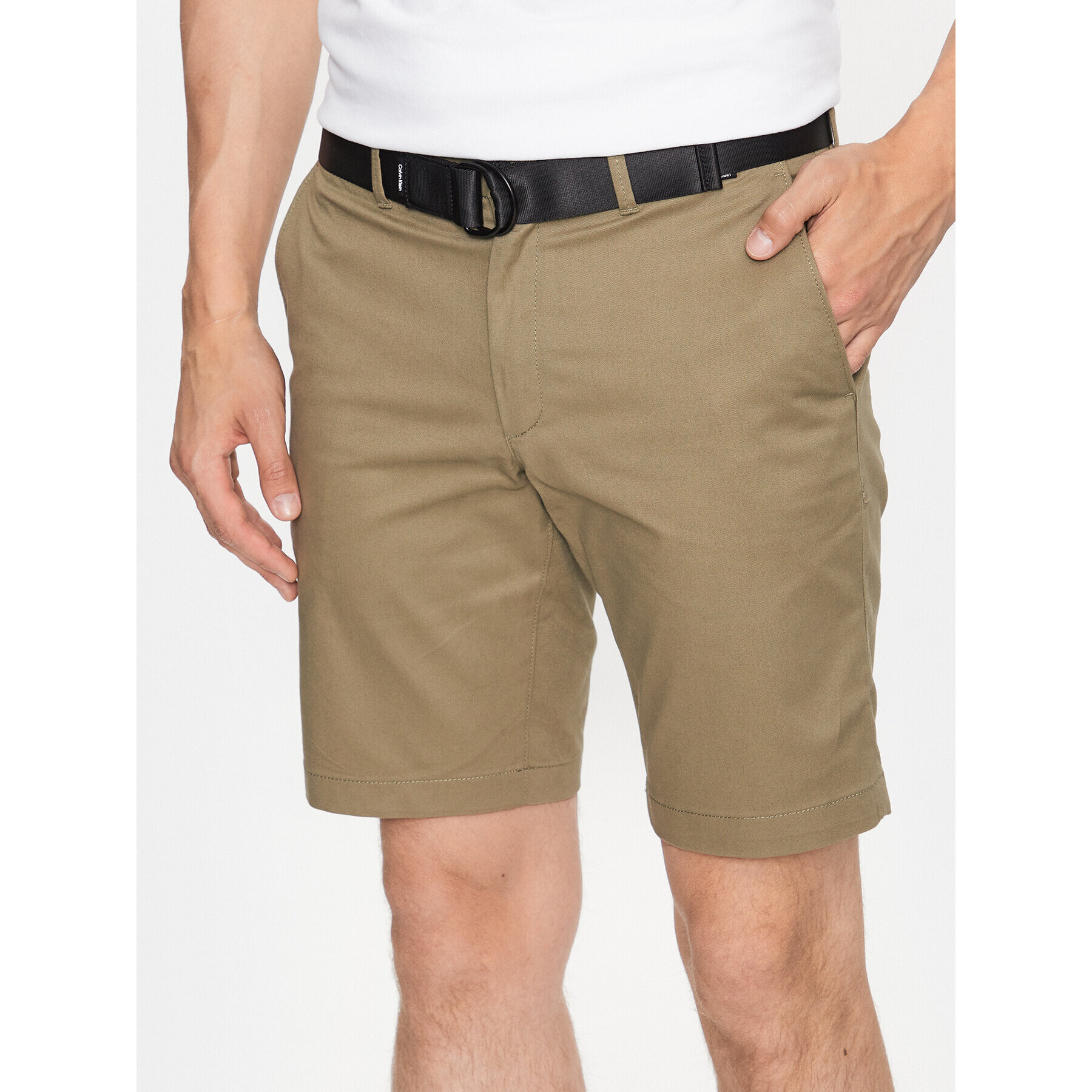 Calvin Klein Bavlnené šortky Modern Twill Slim Short Belt K10K111788 Modrá Slim Fit - Pepit.sk