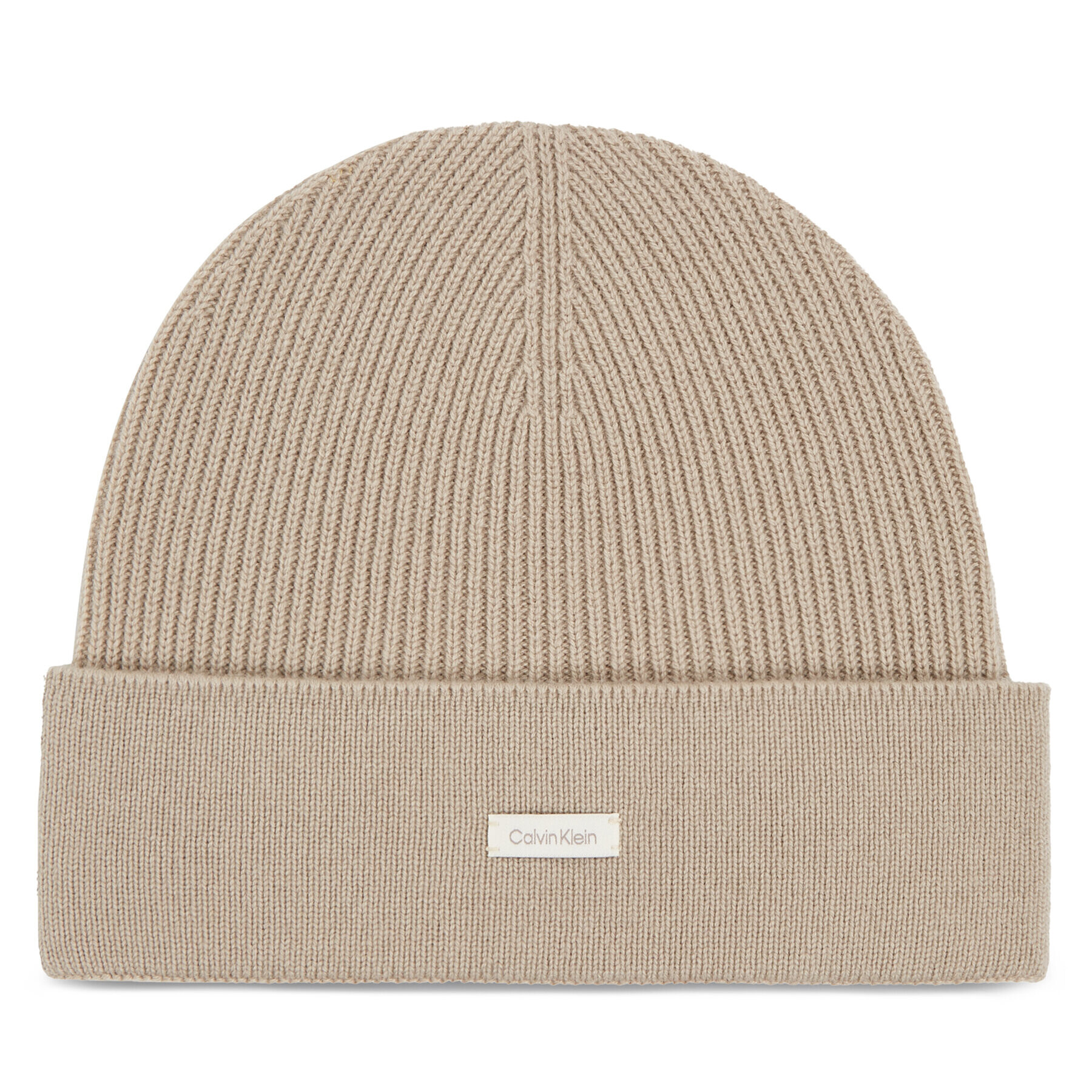 Calvin Klein Čiapka Label Cashmere Beanie K60K611156 Béžová - Pepit.sk