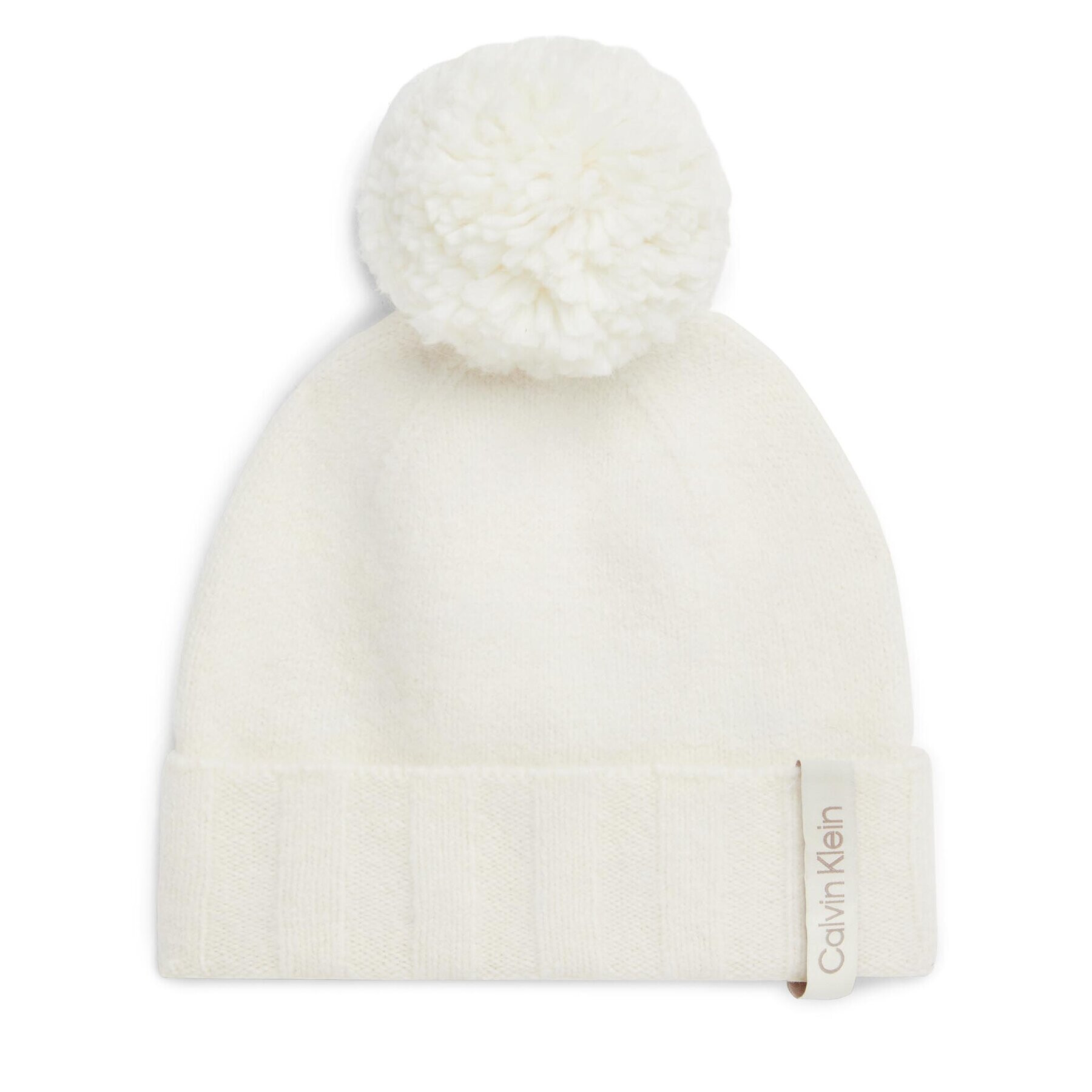 Calvin Klein Čiapka Label Define Rib Beanie W/Pompom K60K611606 Écru - Pepit.sk