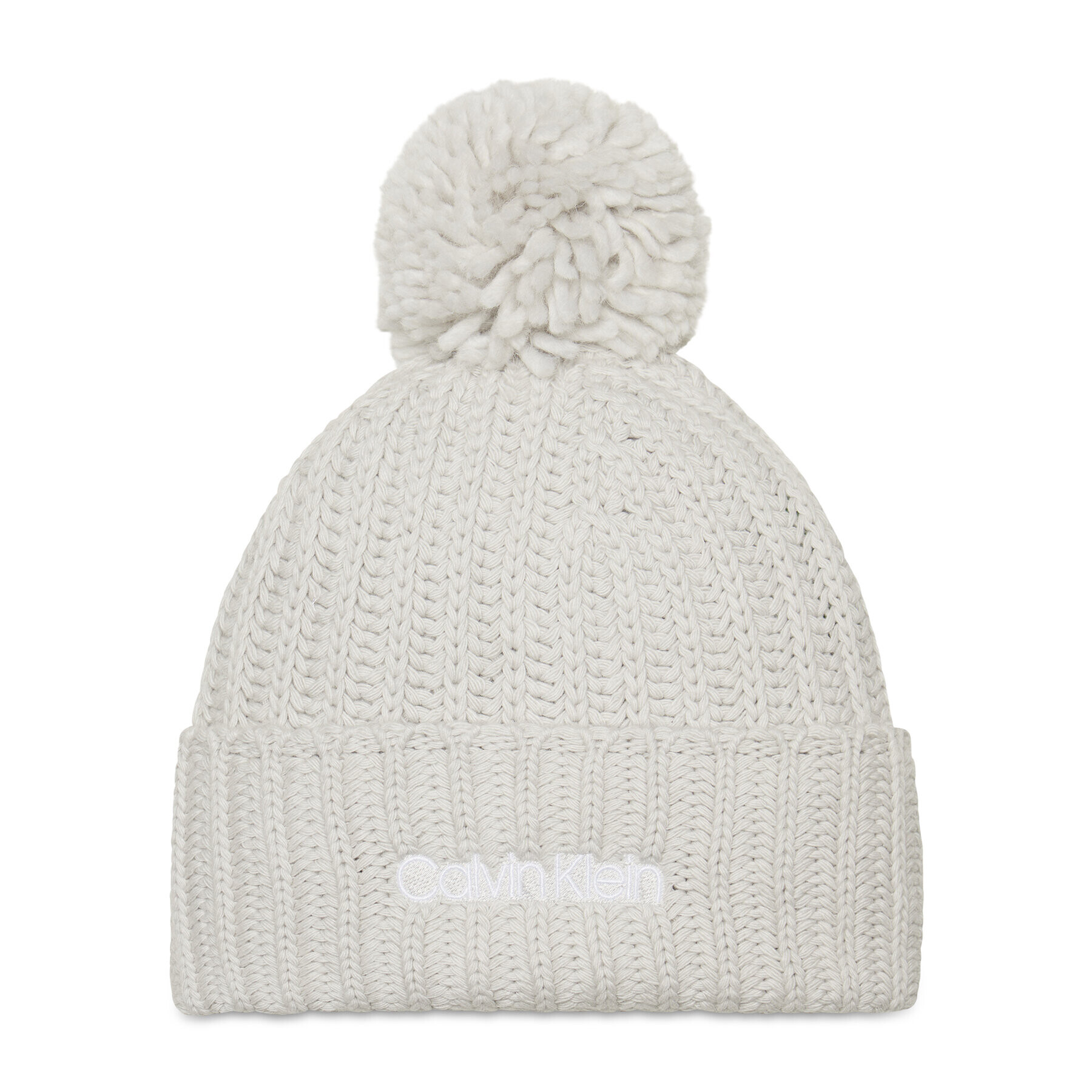 Calvin Klein Čiapka Oversized Knit Beanie W/Pompom K60K608535 Sivá - Pepit.sk