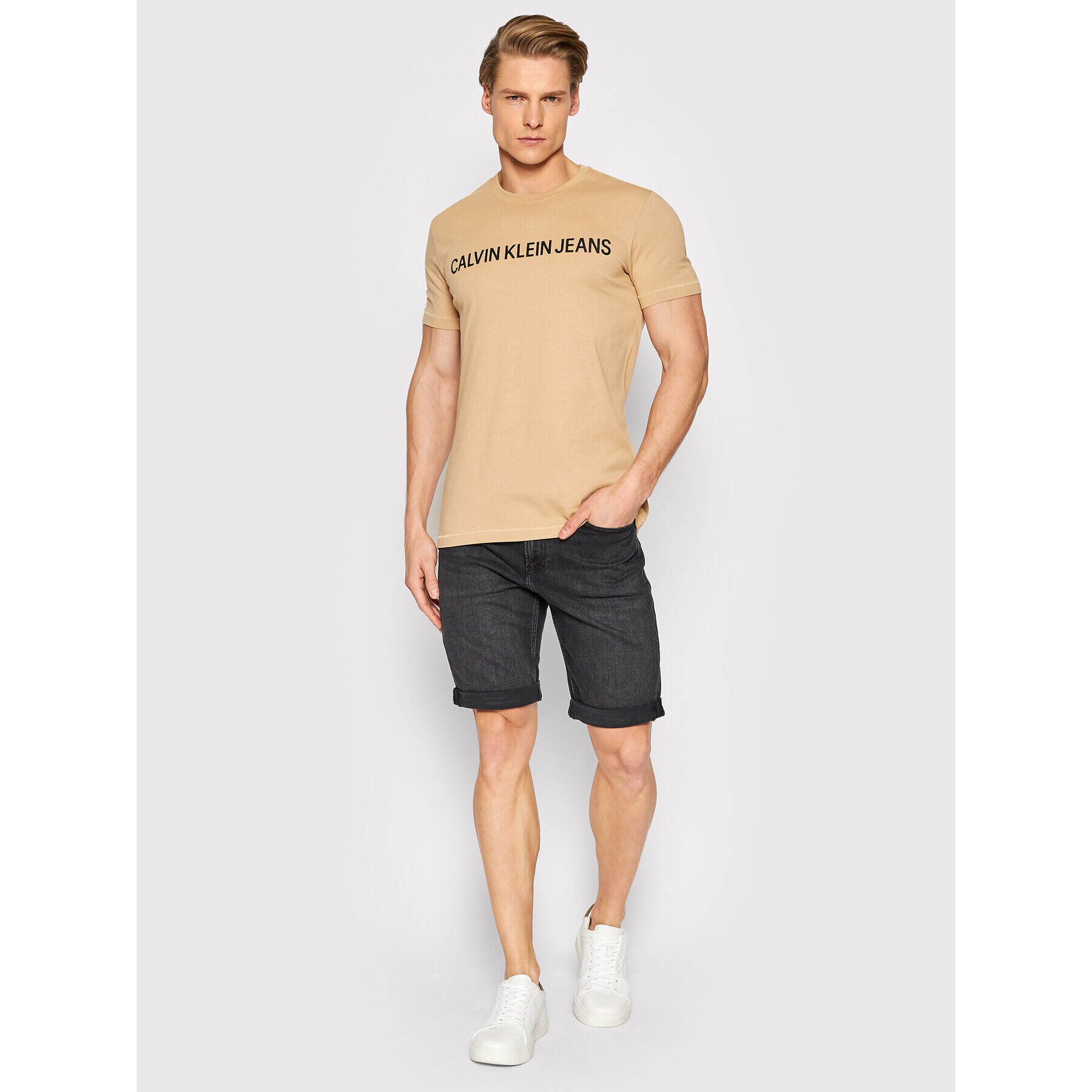 Calvin Klein Džínsové šortky K10K108676 Čierna Slim Fit - Pepit.sk