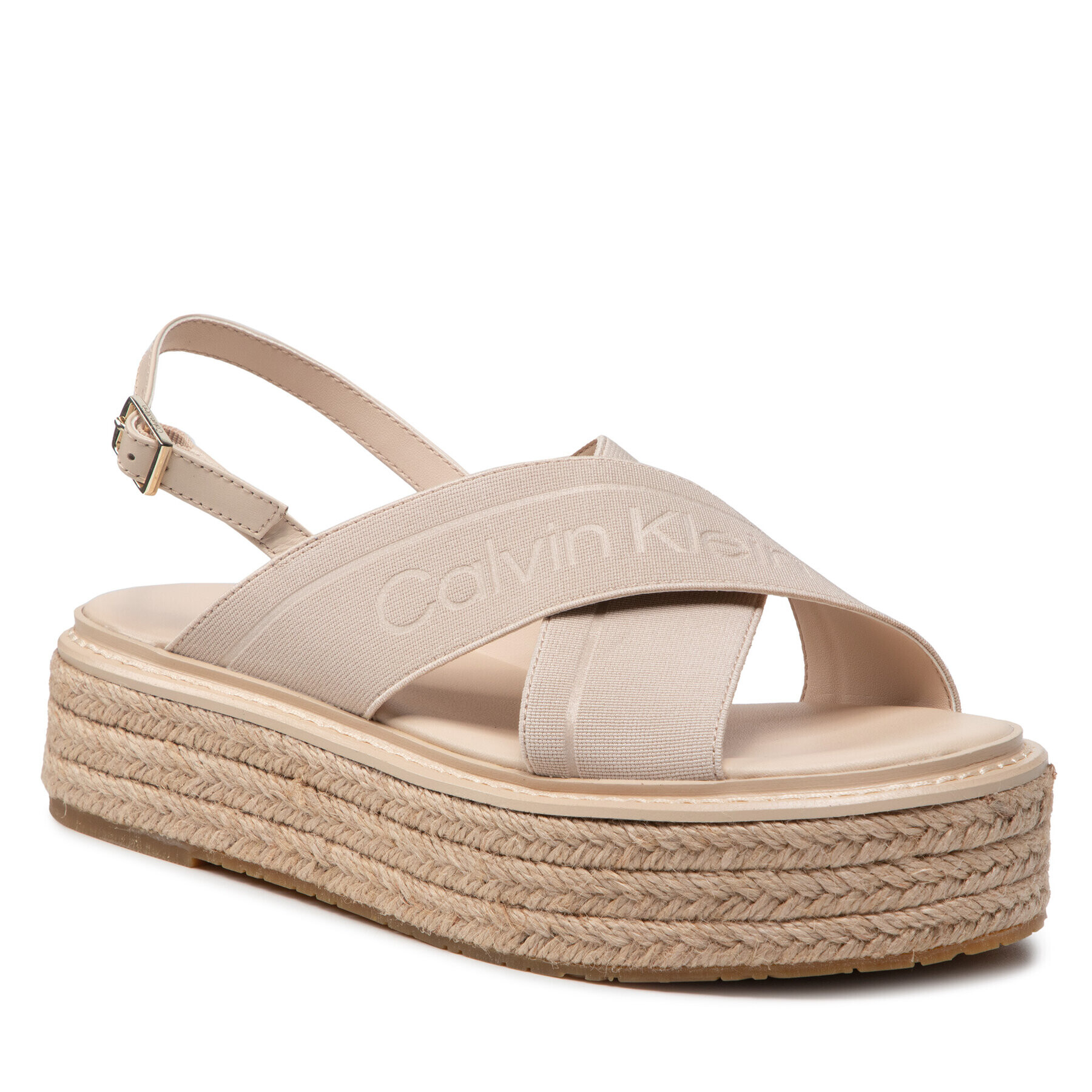 Calvin Klein Espadrilky Flatform Wedge Sndl He HW0HW00688 Béžová - Pepit.sk