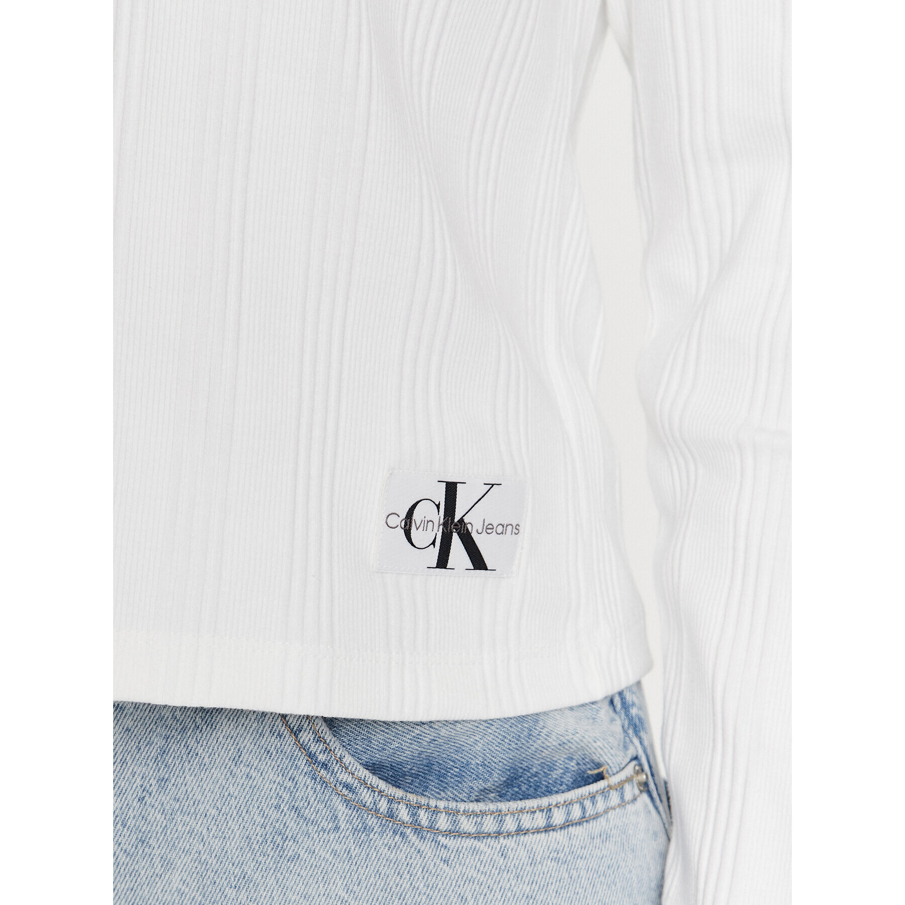 Calvin Klein Jeans Blúzka J20J221596 Biela Slim Fit - Pepit.sk