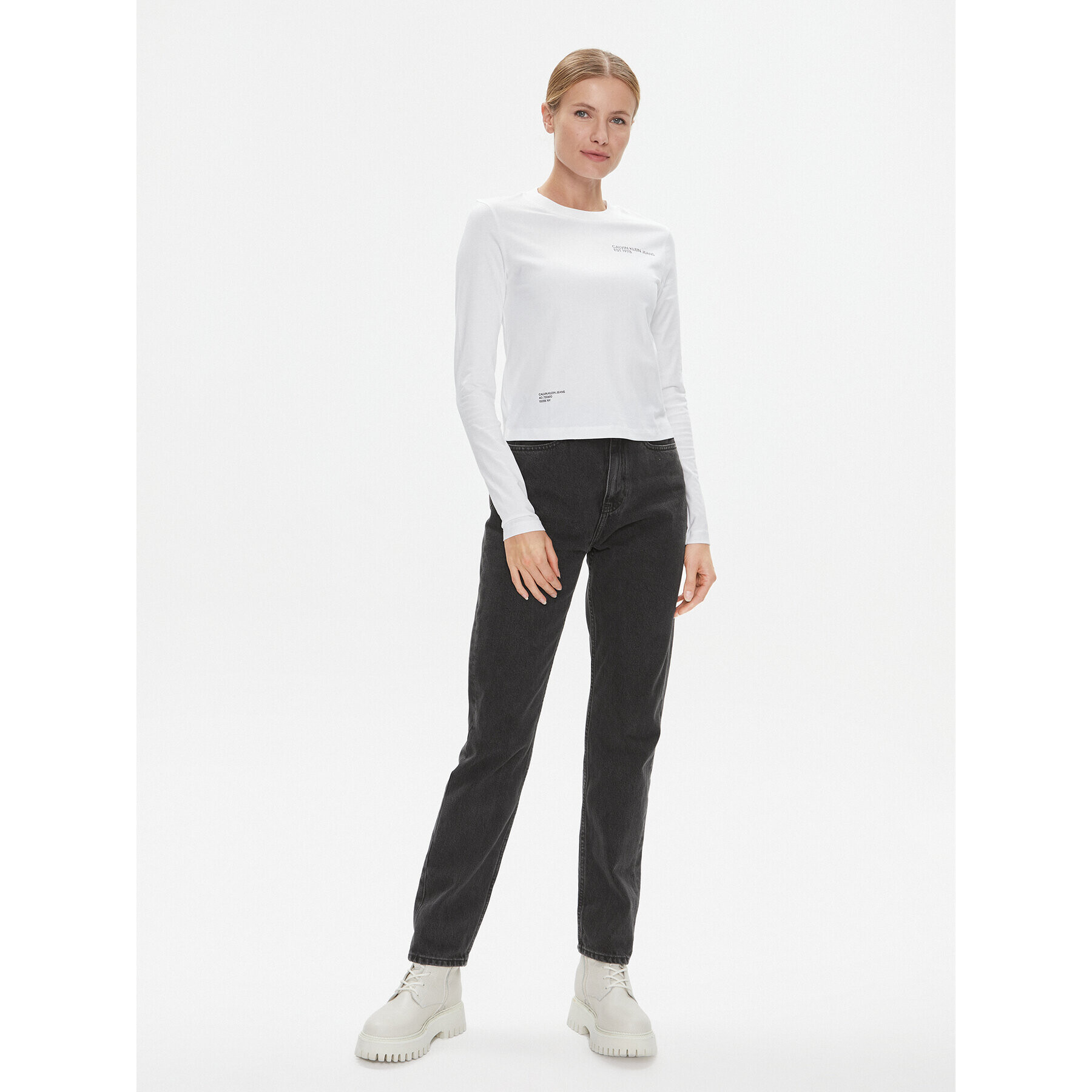 Calvin Klein Jeans Blúzka J20J222644 Biela Regular Fit - Pepit.sk