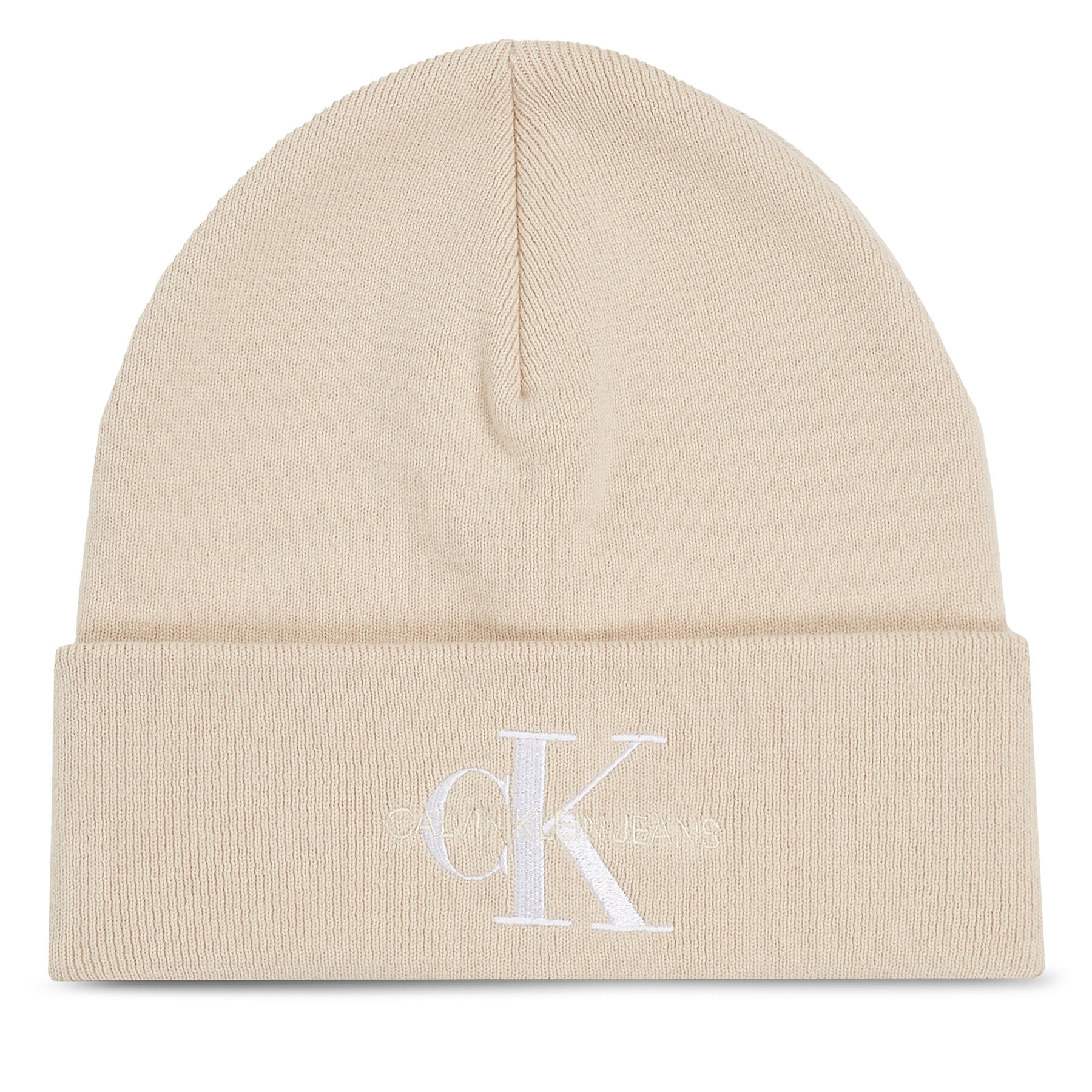 Calvin Klein Jeans Čiapka Monologo Embro Beanie K60K611254 Écru - Pepit.sk