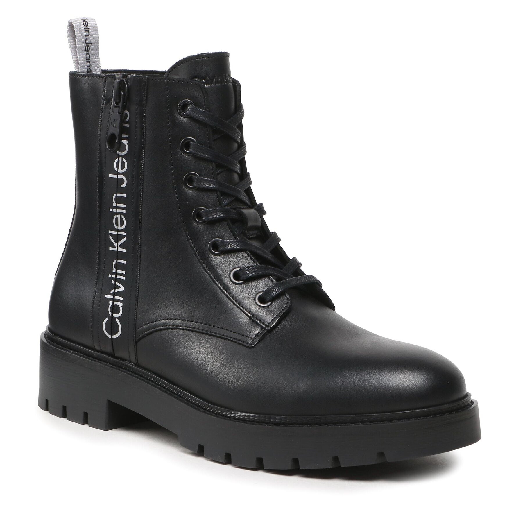 Calvin Klein Jeans Čižmy Combat Mid Laceup Boot W Zip YM0YM00262 Čierna - Pepit.sk