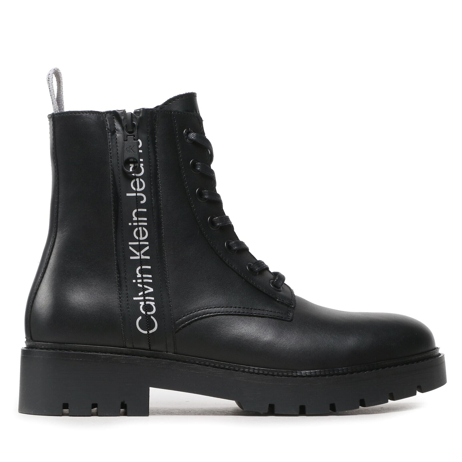 Calvin Klein Jeans Čižmy Combat Mid Laceup Boot W Zip YM0YM00262 Čierna - Pepit.sk