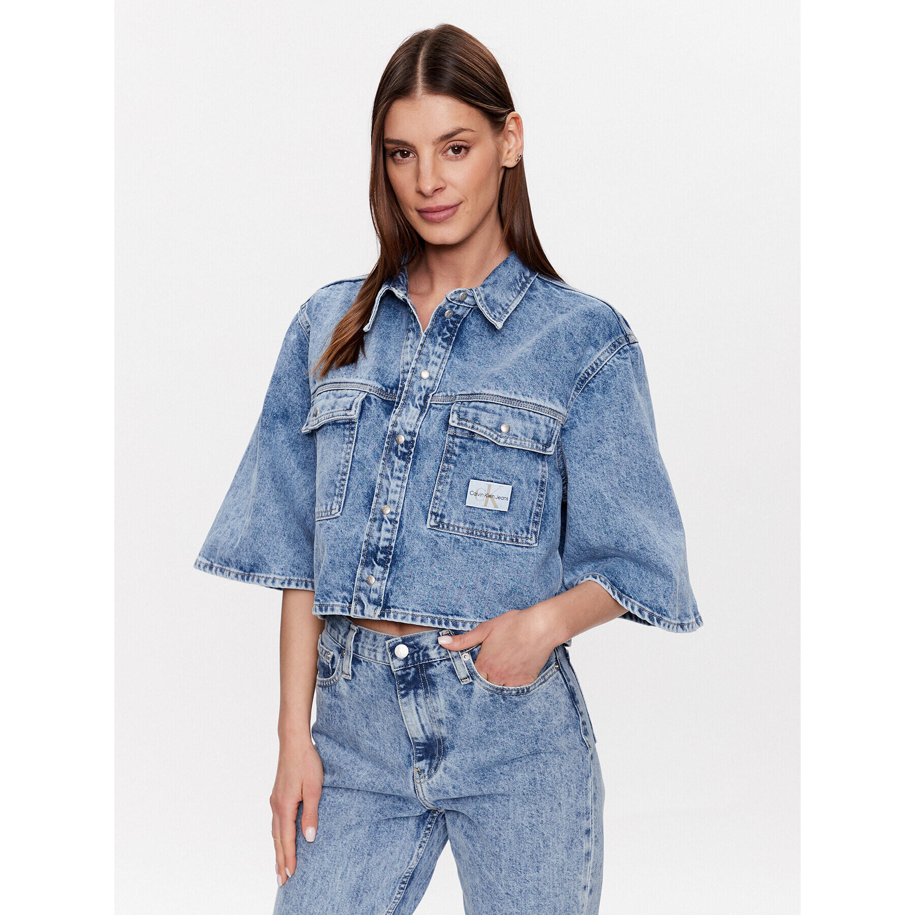 Calvin Klein Jeans džínsová košeľa J20J220652 Modrá Oversize - Pepit.sk