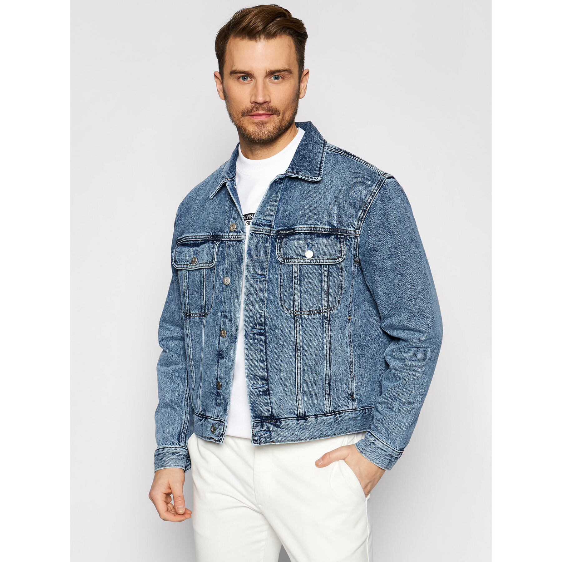 Calvin Klein Jeans Džínsová bunda J30J317758 Modrá Regular Fit - Pepit.sk