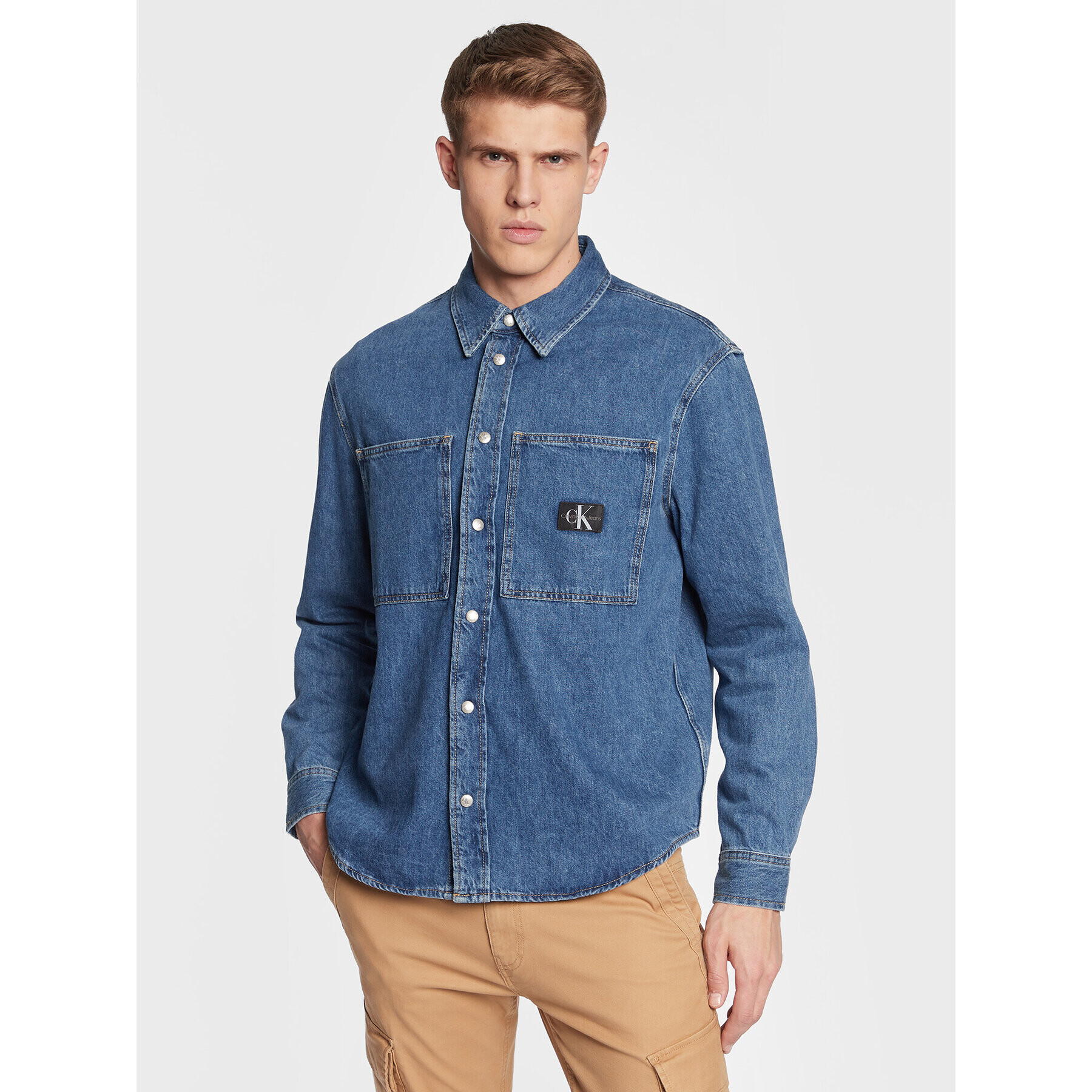 Calvin Klein Jeans džínsová košeľa J30J322389 Modrá Relaxed Fit - Pepit.sk