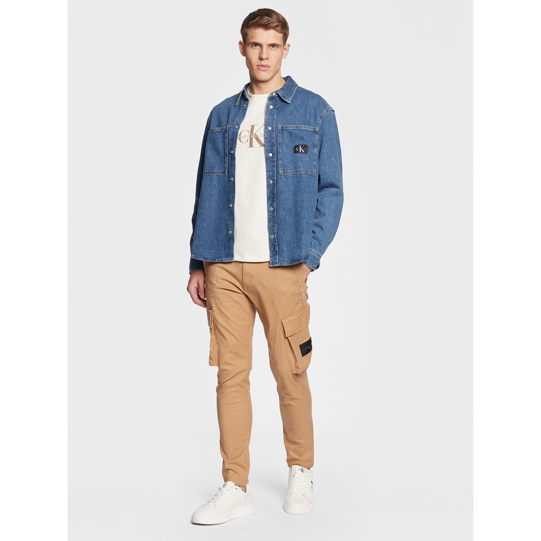 Calvin Klein Jeans džínsová košeľa J30J322389 Modrá Relaxed Fit - Pepit.sk