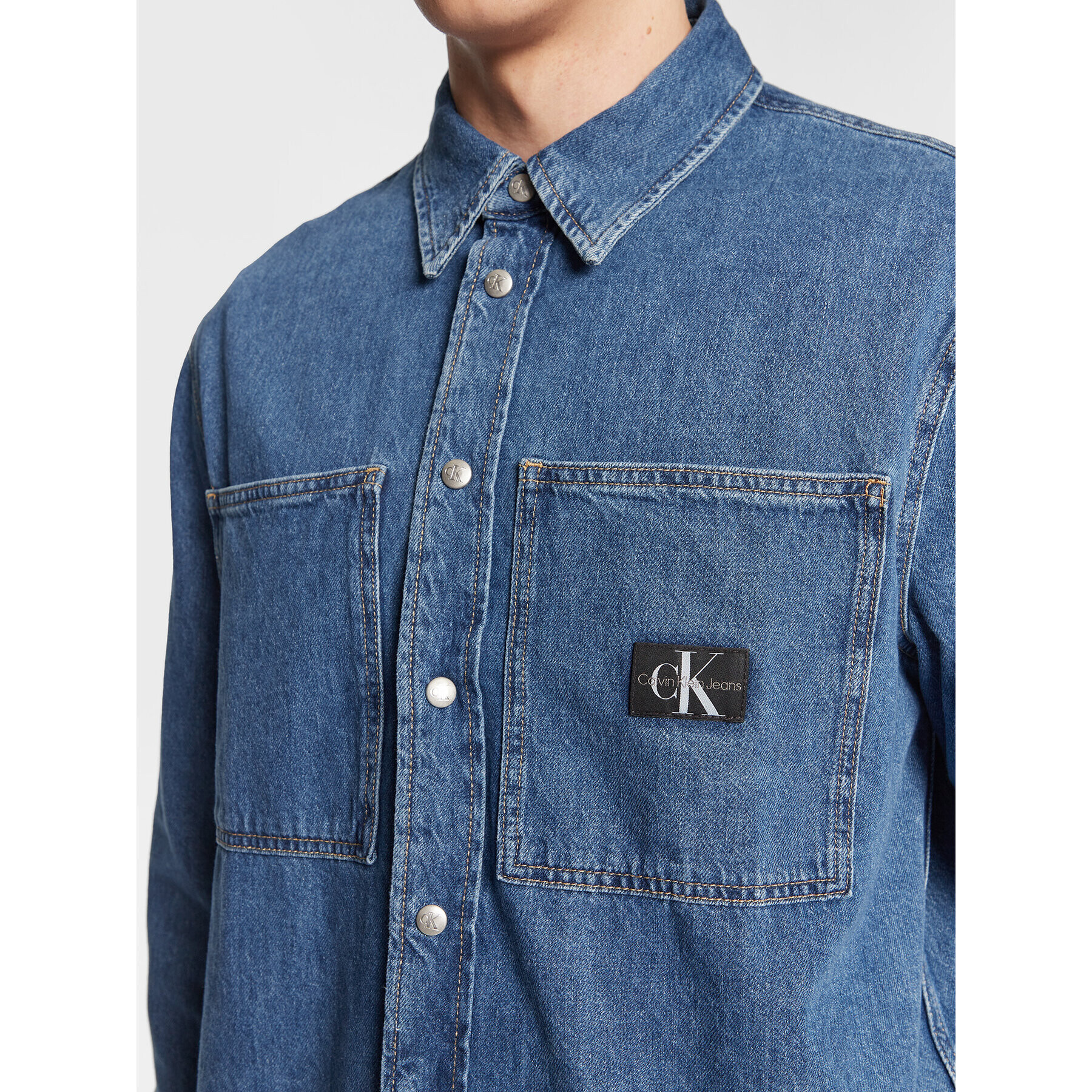 Calvin Klein Jeans džínsová košeľa J30J322389 Modrá Relaxed Fit - Pepit.sk