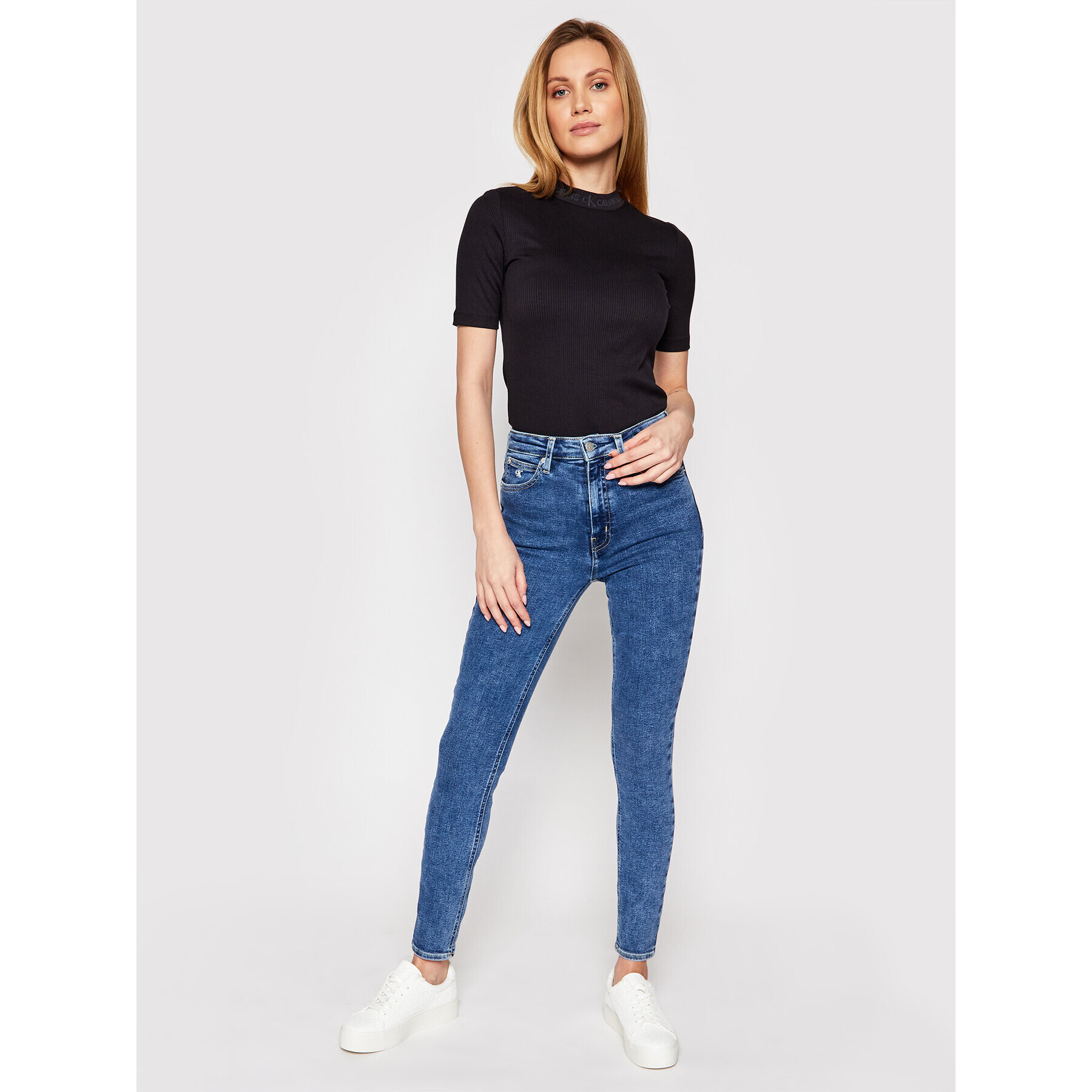 Calvin Klein Jeans Džínsy High Rise J20J215787 Tmavomodrá Skinny Fit - Pepit.sk