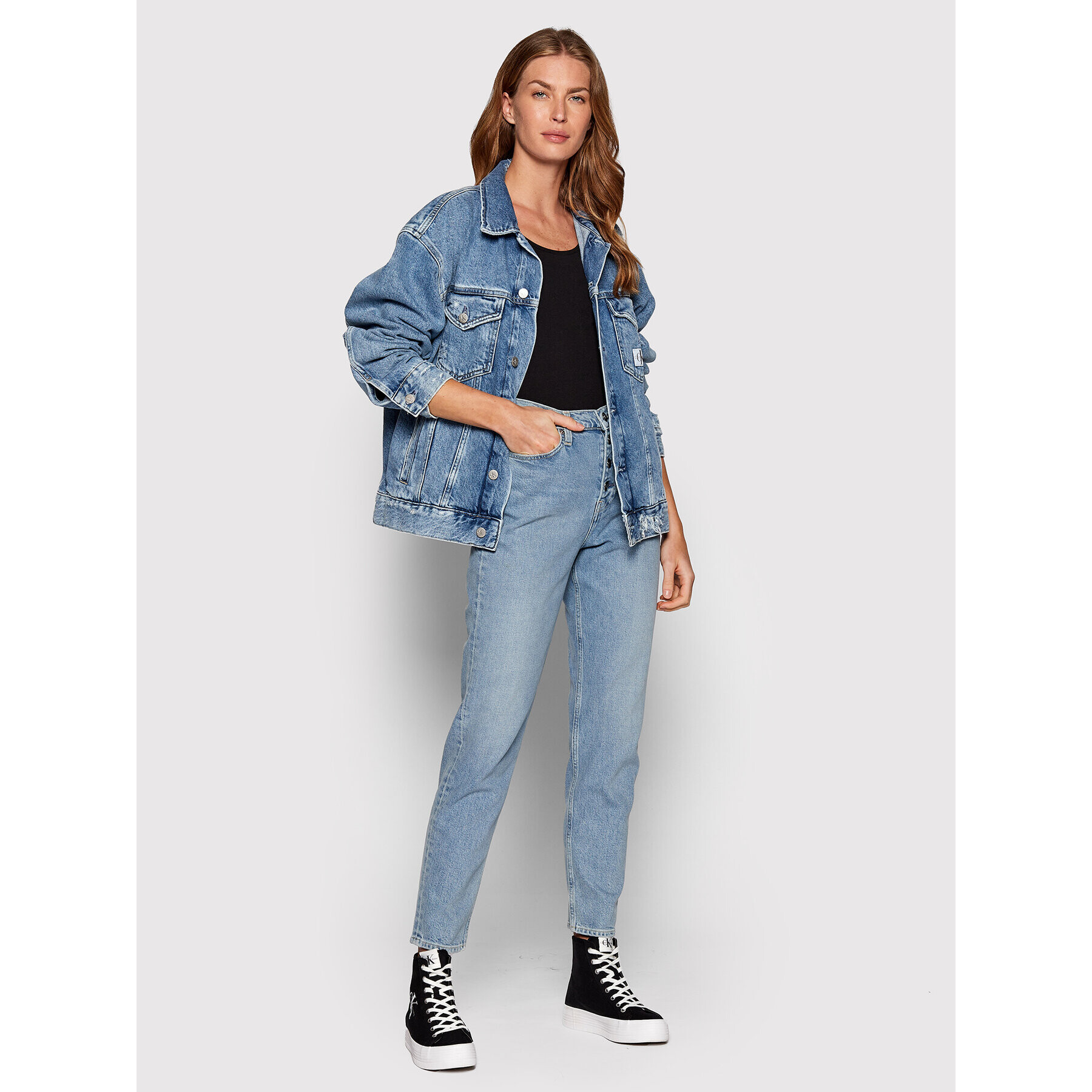 Calvin Klein Jeans Džínsy J20J217045 Modrá Mom Fit - Pepit.sk