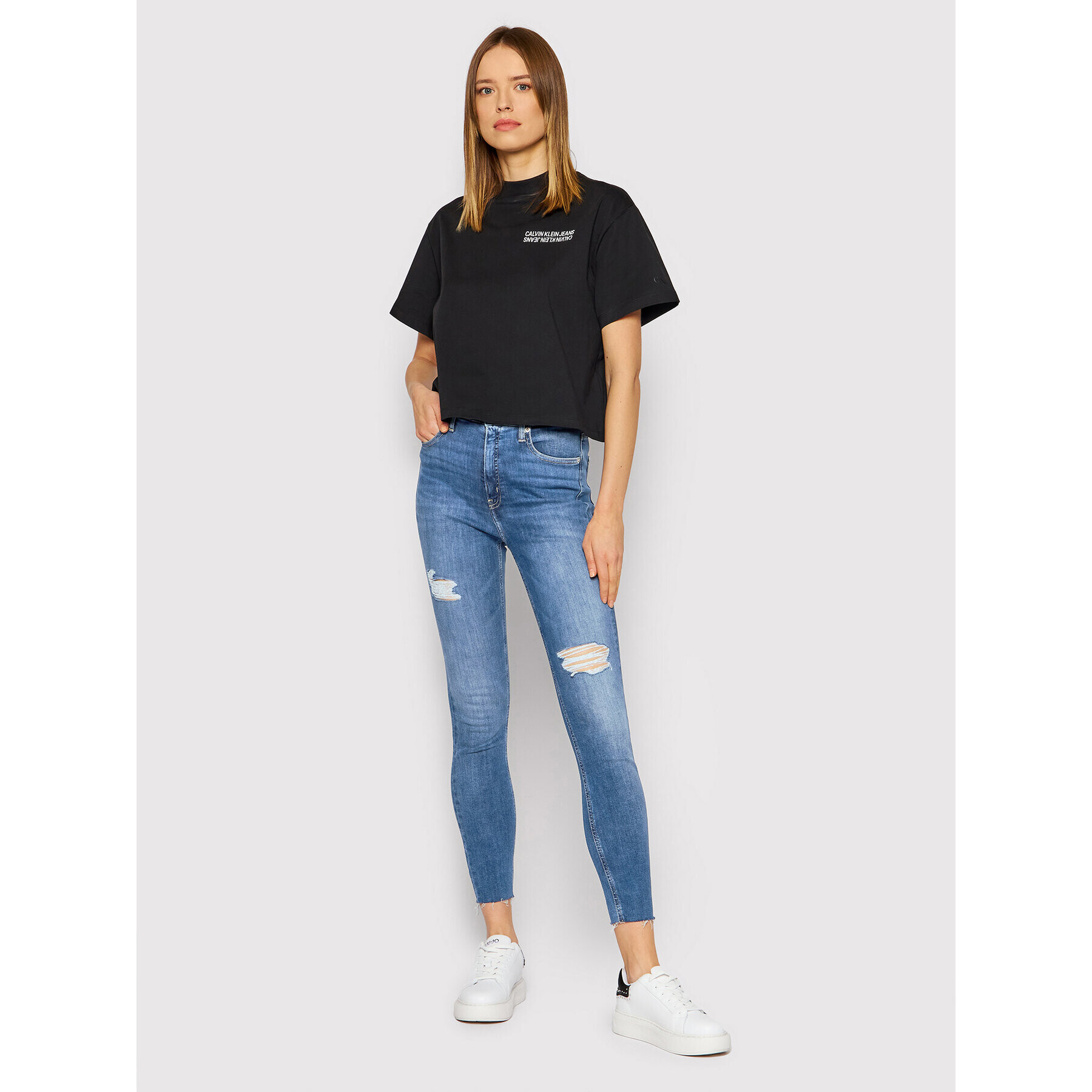 Calvin Klein Jeans Džínsy J20J217056 Modrá Skinny Fit - Pepit.sk