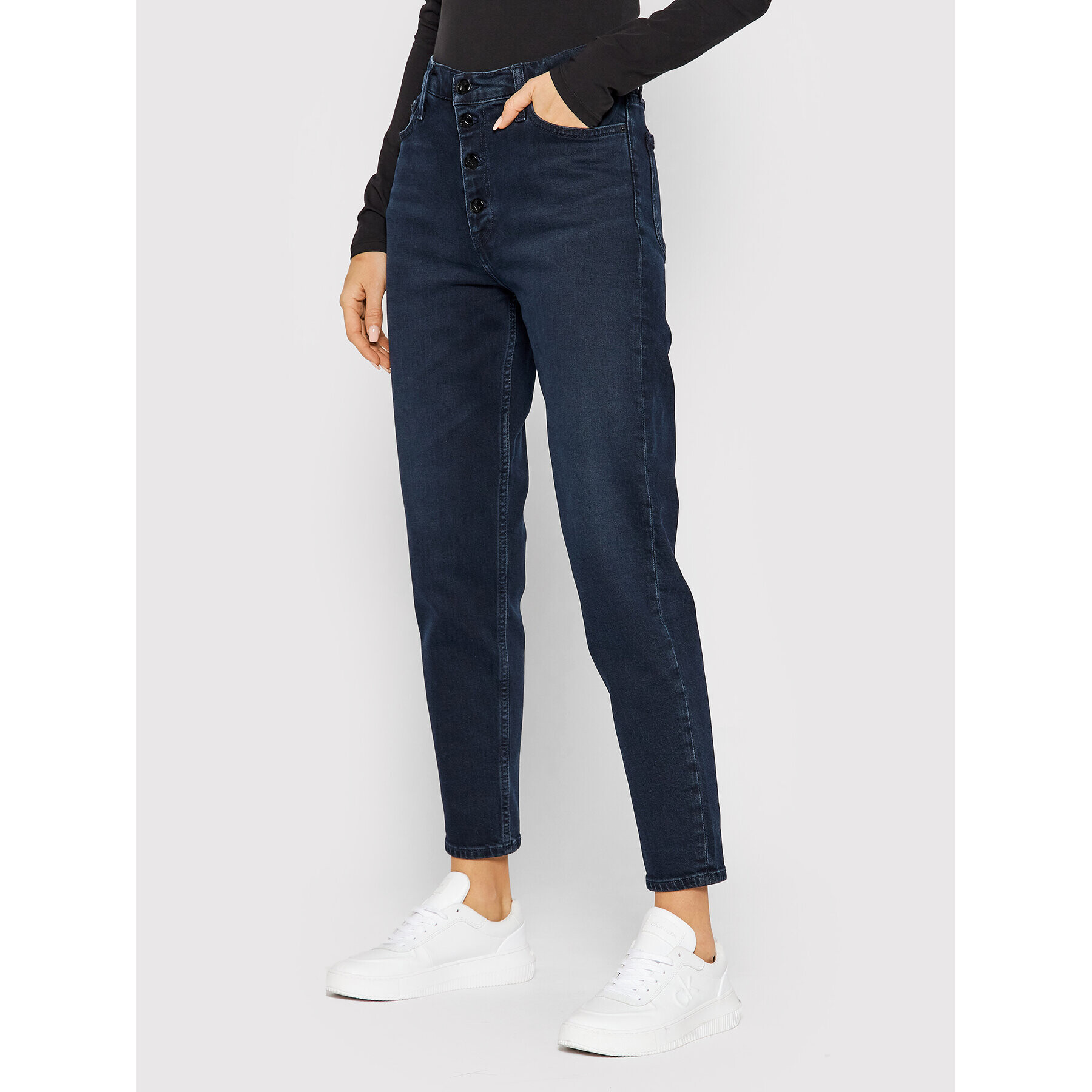 Calvin Klein Jeans Džínsy J20J217059 Tmavomodrá Mom Fit - Pepit.sk