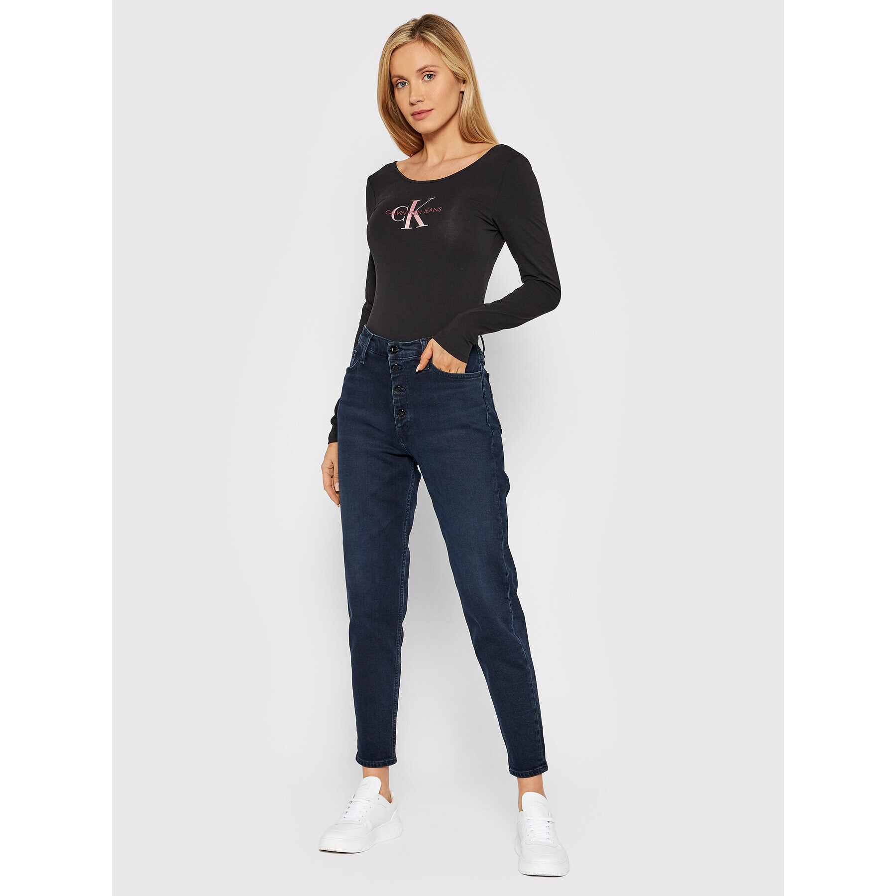 Calvin Klein Jeans Džínsy J20J217059 Tmavomodrá Mom Fit - Pepit.sk