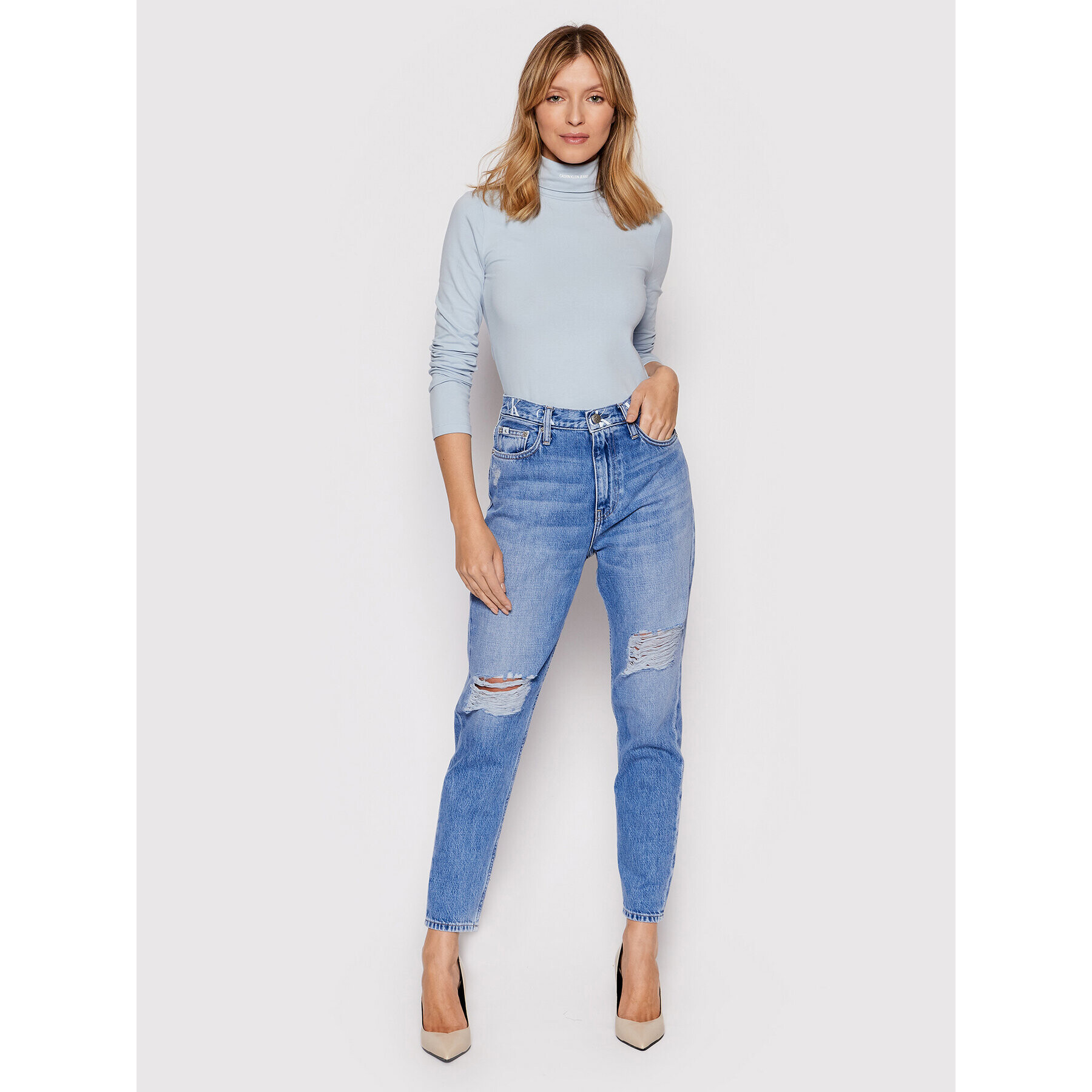 Calvin Klein Jeans Džínsy J20J217827 Modrá Mom Fit - Pepit.sk