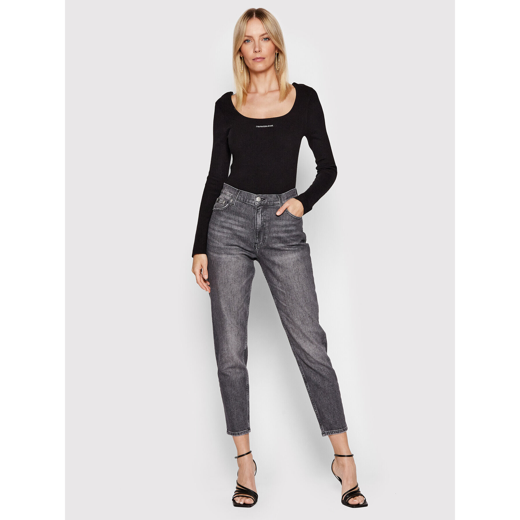 Calvin Klein Jeans Džínsy J20J218515 Sivá Mom Fit - Pepit.sk