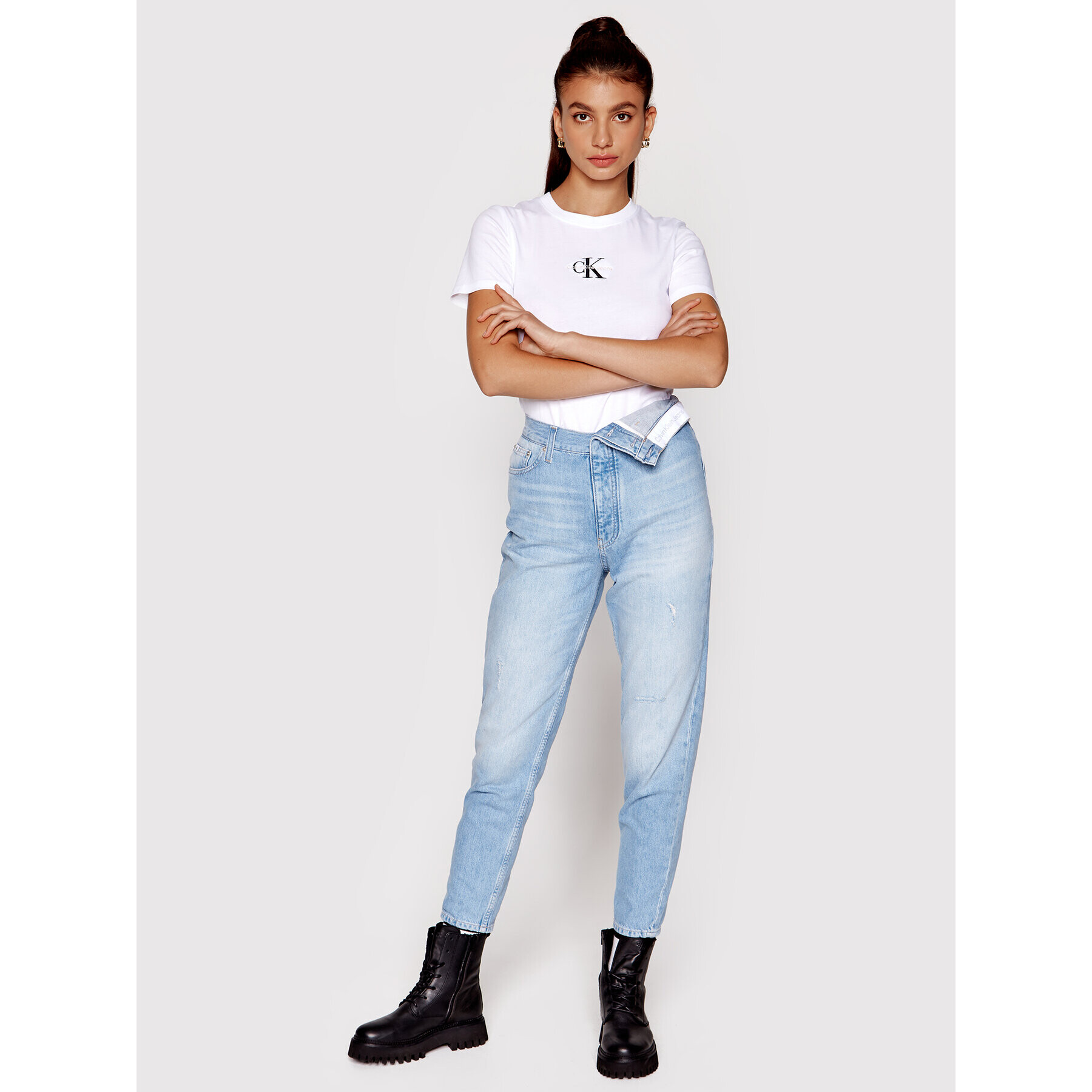 Calvin Klein Jeans Džínsy J20J219323 Modrá Mom Fit - Pepit.sk