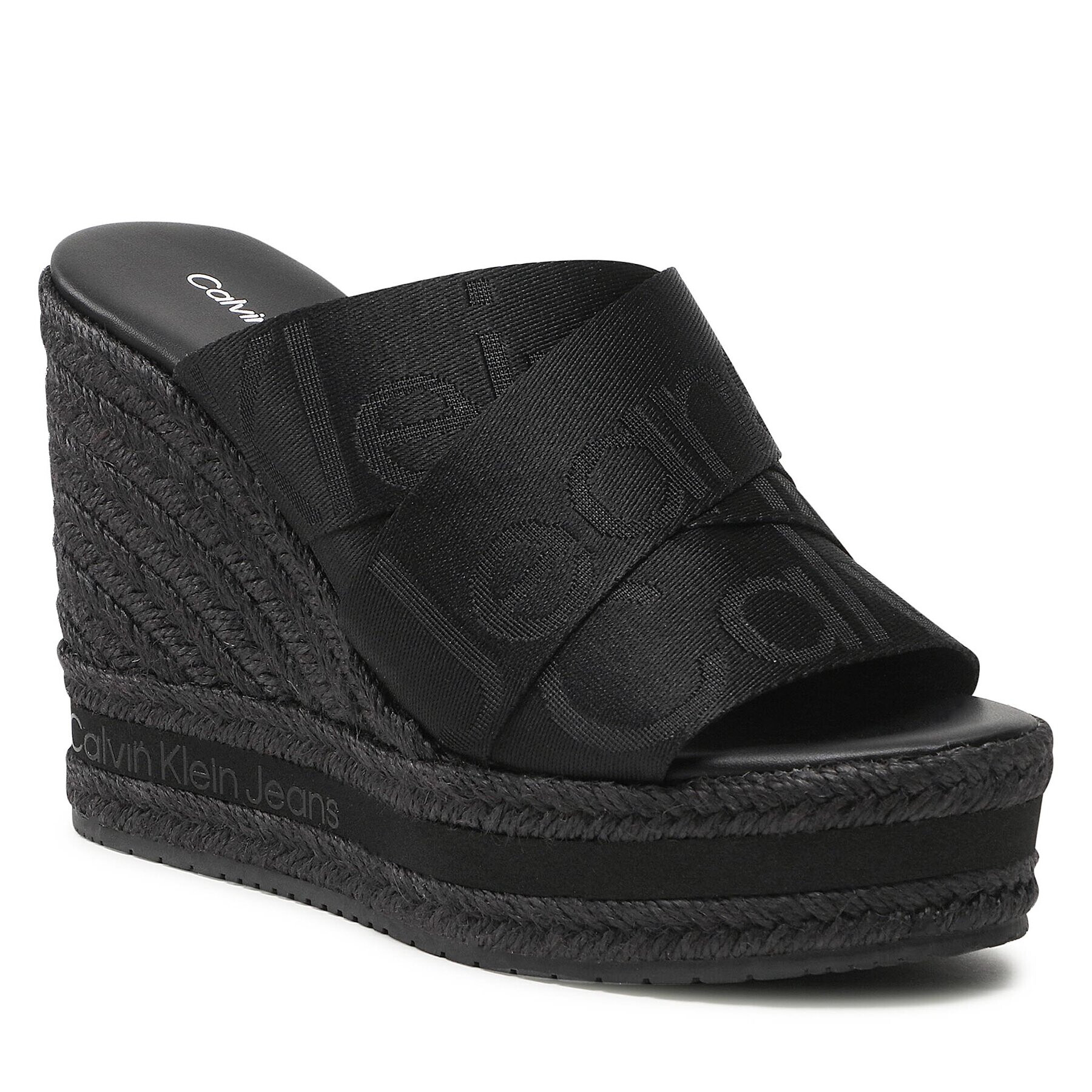 Calvin Klein Jeans Espadrilky Wedge Sandal Webbing YW0YW00961 Čierna - Pepit.sk