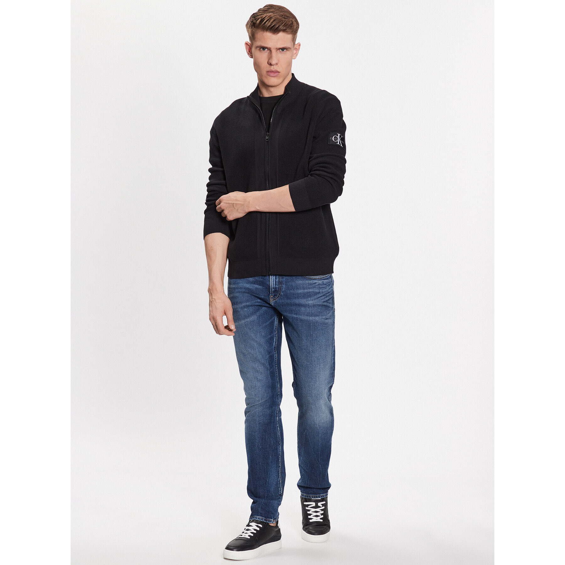 Calvin Klein Jeans Kardigán J30J323814 Čierna Regular Fit - Pepit.sk