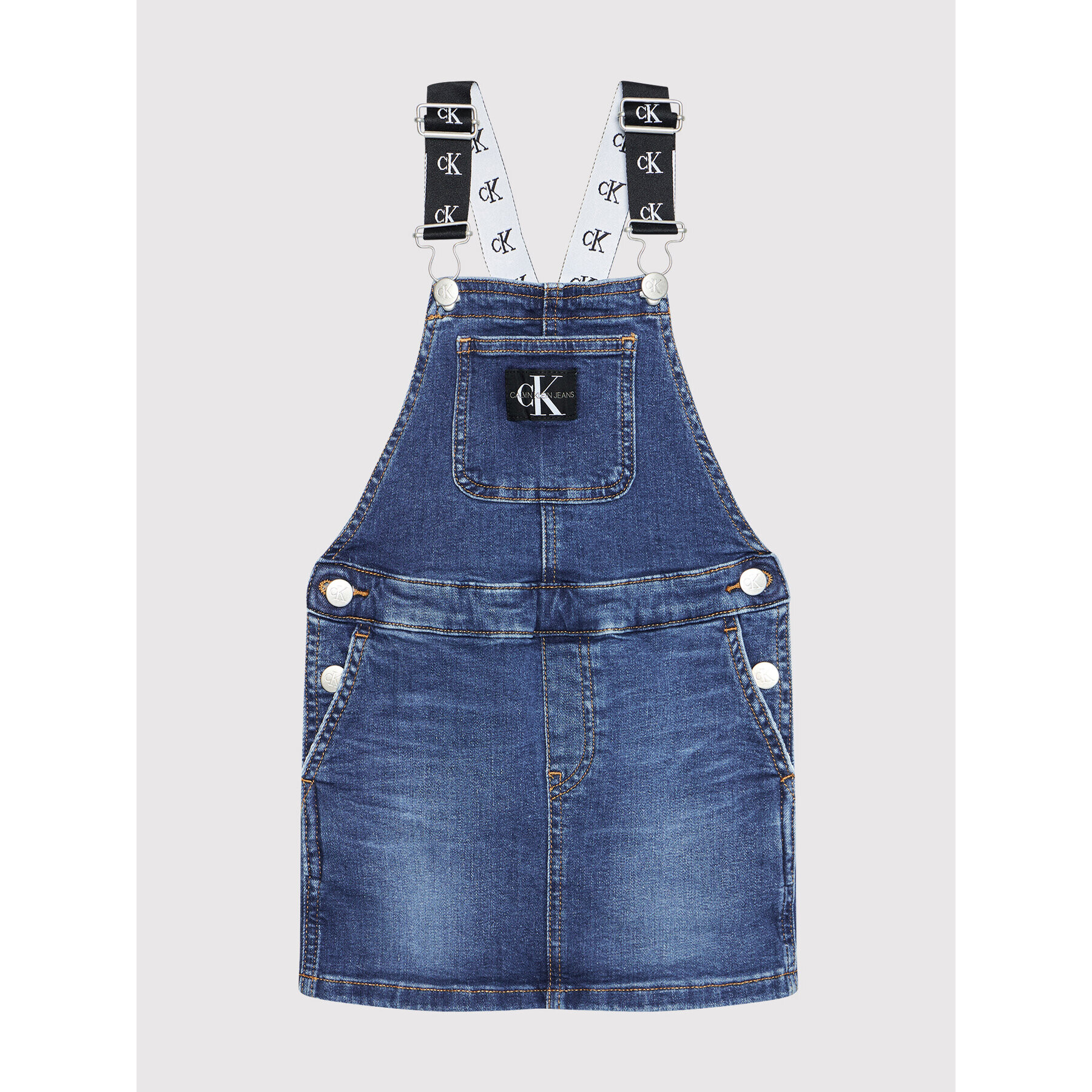 Calvin Klein Jeans Každodenné šaty Denim Dungaree IG0IG01205 Tmavomodrá Regular Fit - Pepit.sk