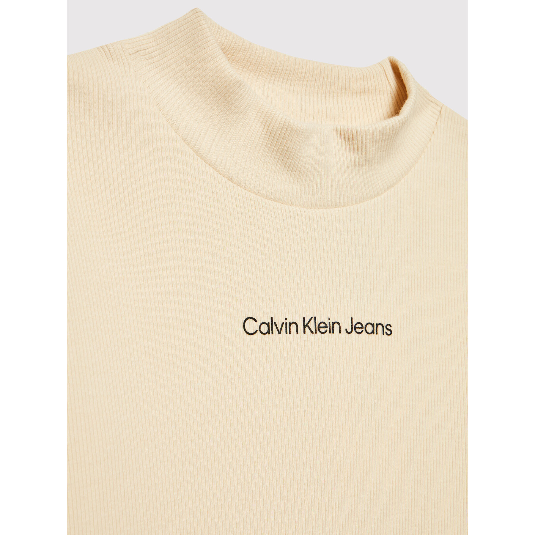 Calvin Klein Jeans Každodenné šaty Irregular Rib Mock Neck IG0IG01317 Béžová Regular Fit - Pepit.sk