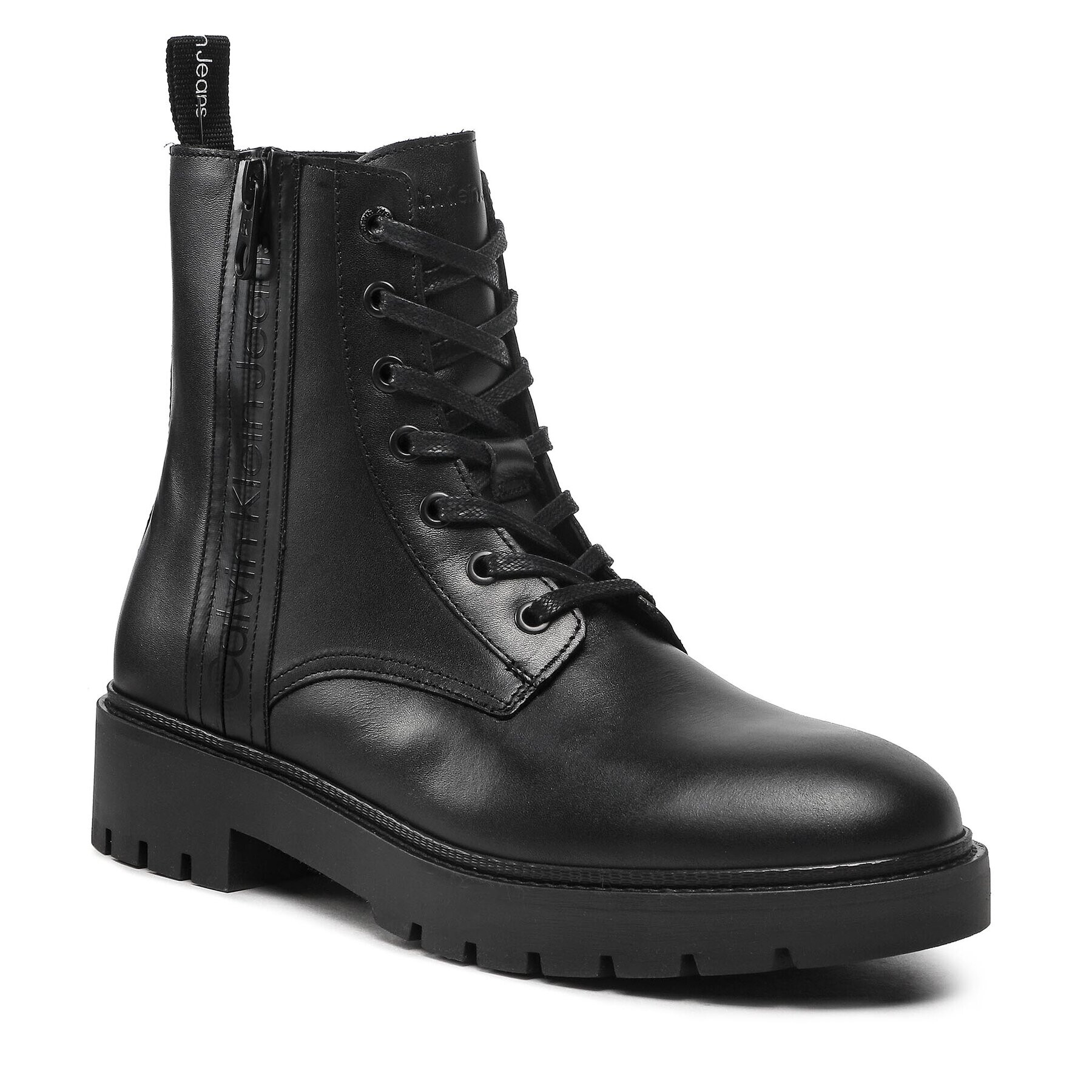 Calvin Klein Jeans Outdoorová obuv Combat Mid Laceup Boot W Zip YM0YM00262 Čierna - Pepit.sk