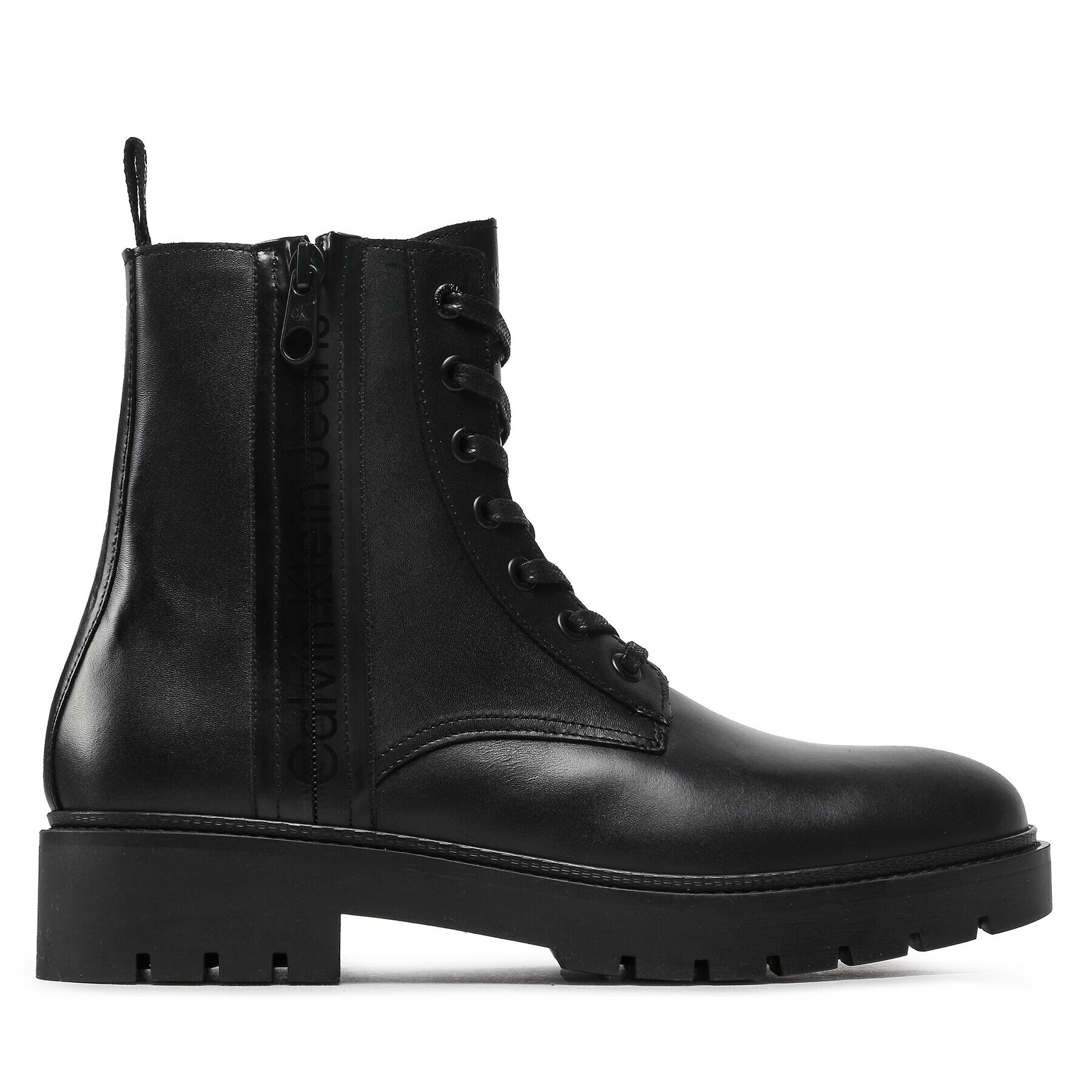 Calvin Klein Jeans Outdoorová obuv Combat Mid Laceup Boot W Zip YM0YM00262 Čierna - Pepit.sk