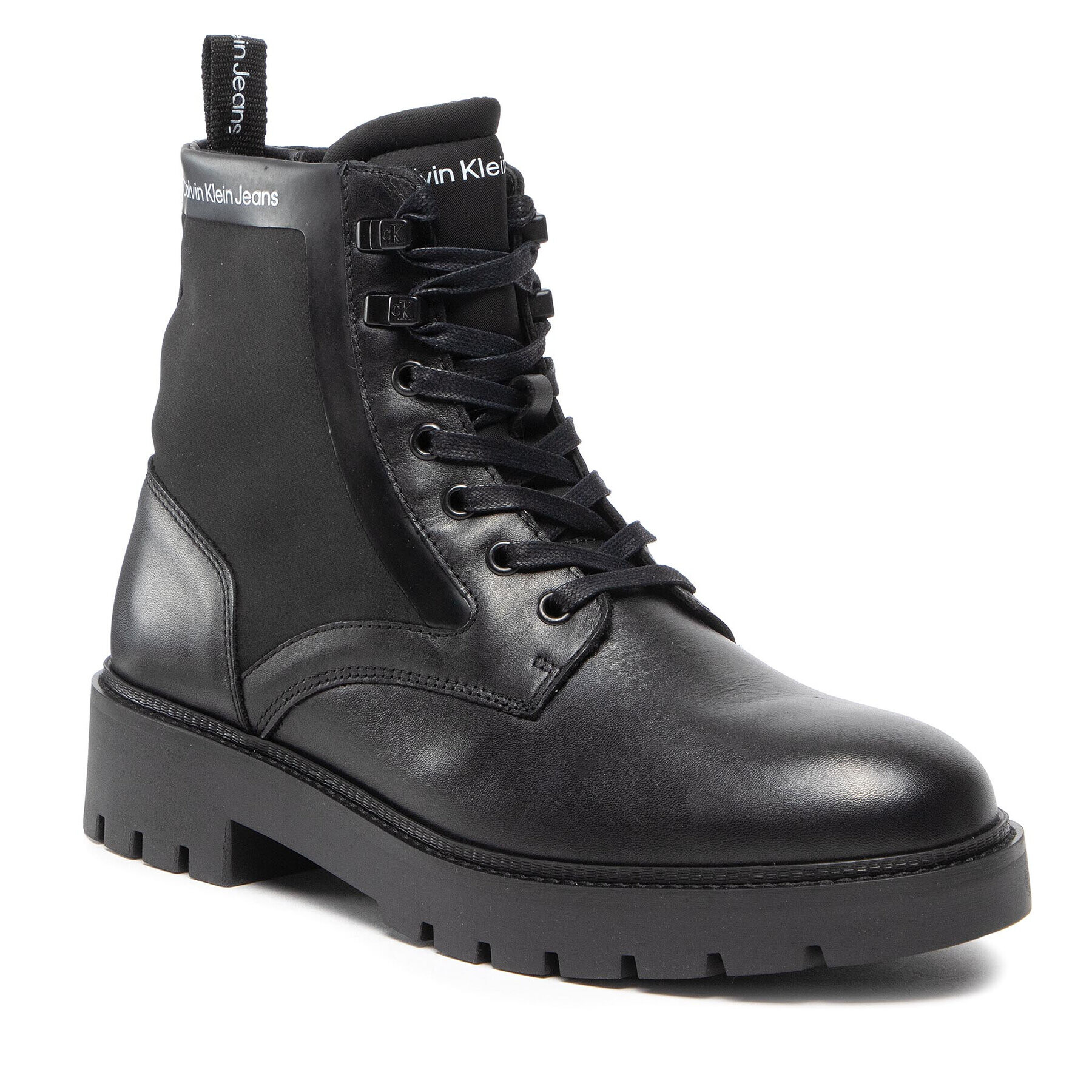 Calvin Klein Jeans Outdoorová obuv Military Boot Mix Material YM0YM00409 Čierna - Pepit.sk