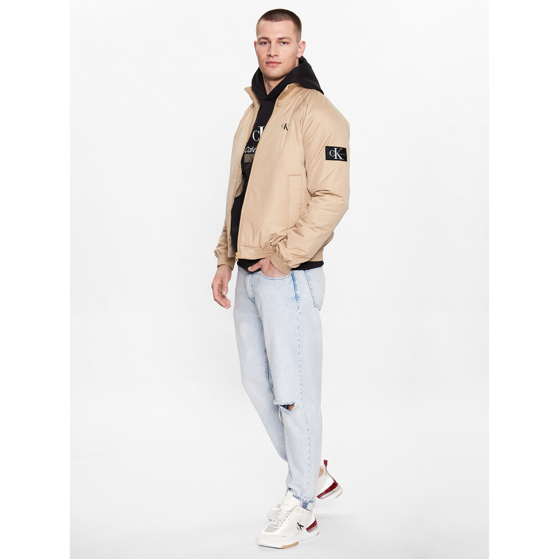 Calvin Klein Jeans Bundy bomber Harrington J30J323466 Béžová Regular Fit - Pepit.sk