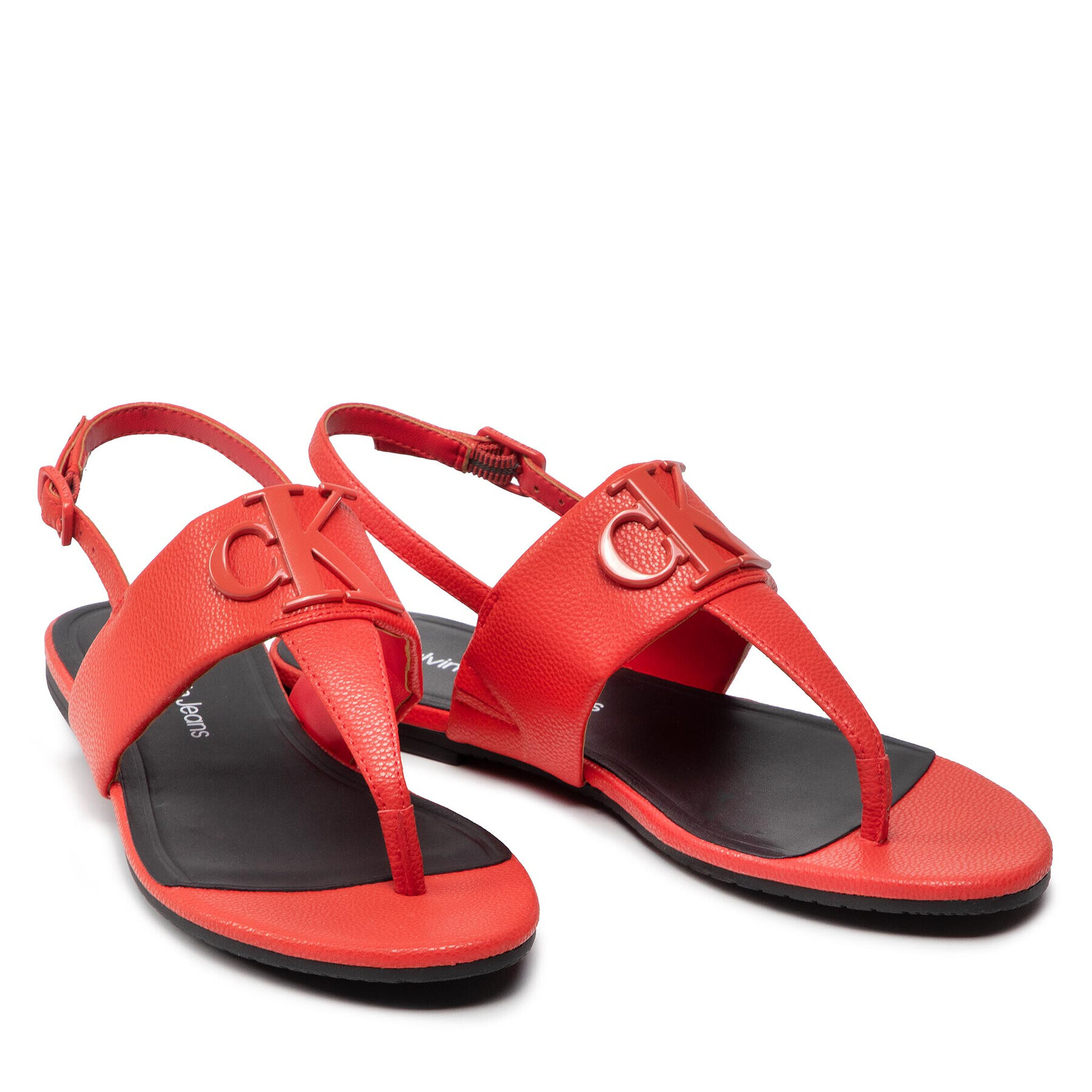 Calvin Klein Jeans Sandále Flat Sandal Hw Lth 2 YW0YW00544 Červená - Pepit.sk