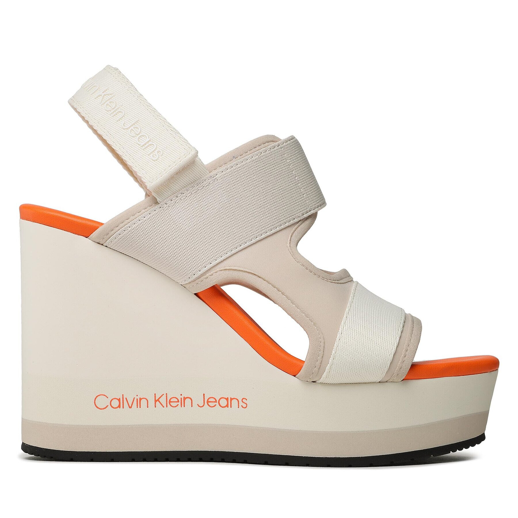 Calvin Klein Jeans Sandále Wedge Sandal Webbing YW0YW01073 Écru - Pepit.sk