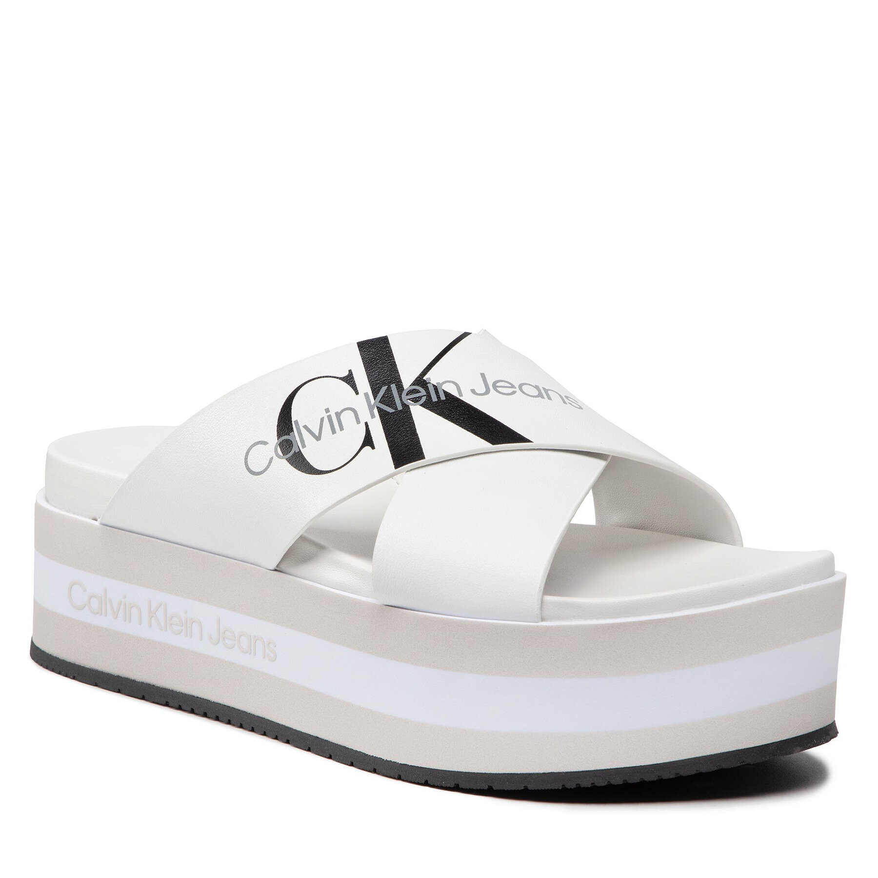 Calvin Klein Jeans Šľapky Faltform Sandal Crisscross YW0YW00562 Biela - Pepit.sk