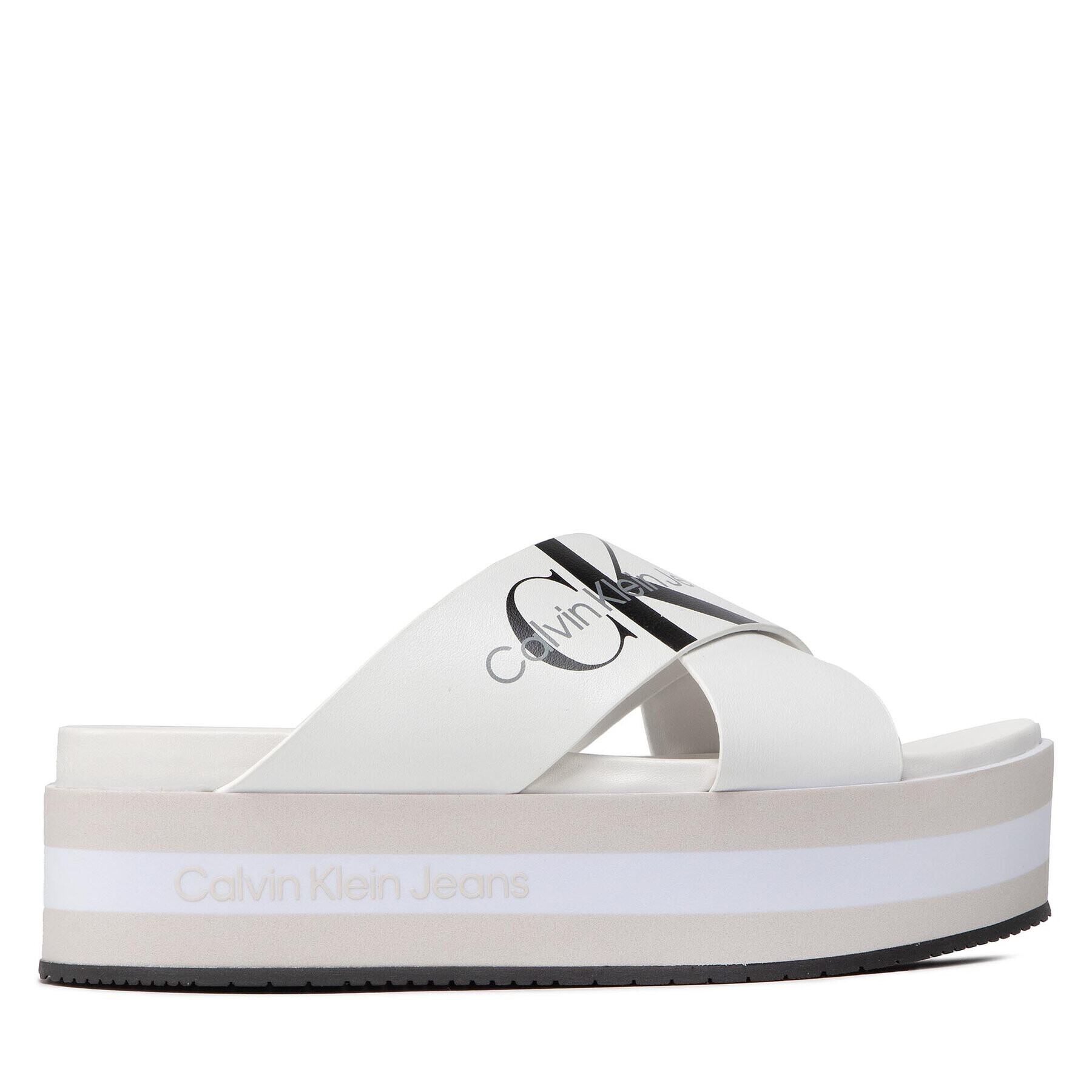 Calvin Klein Jeans Šľapky Faltform Sandal Crisscross YW0YW00562 Biela - Pepit.sk