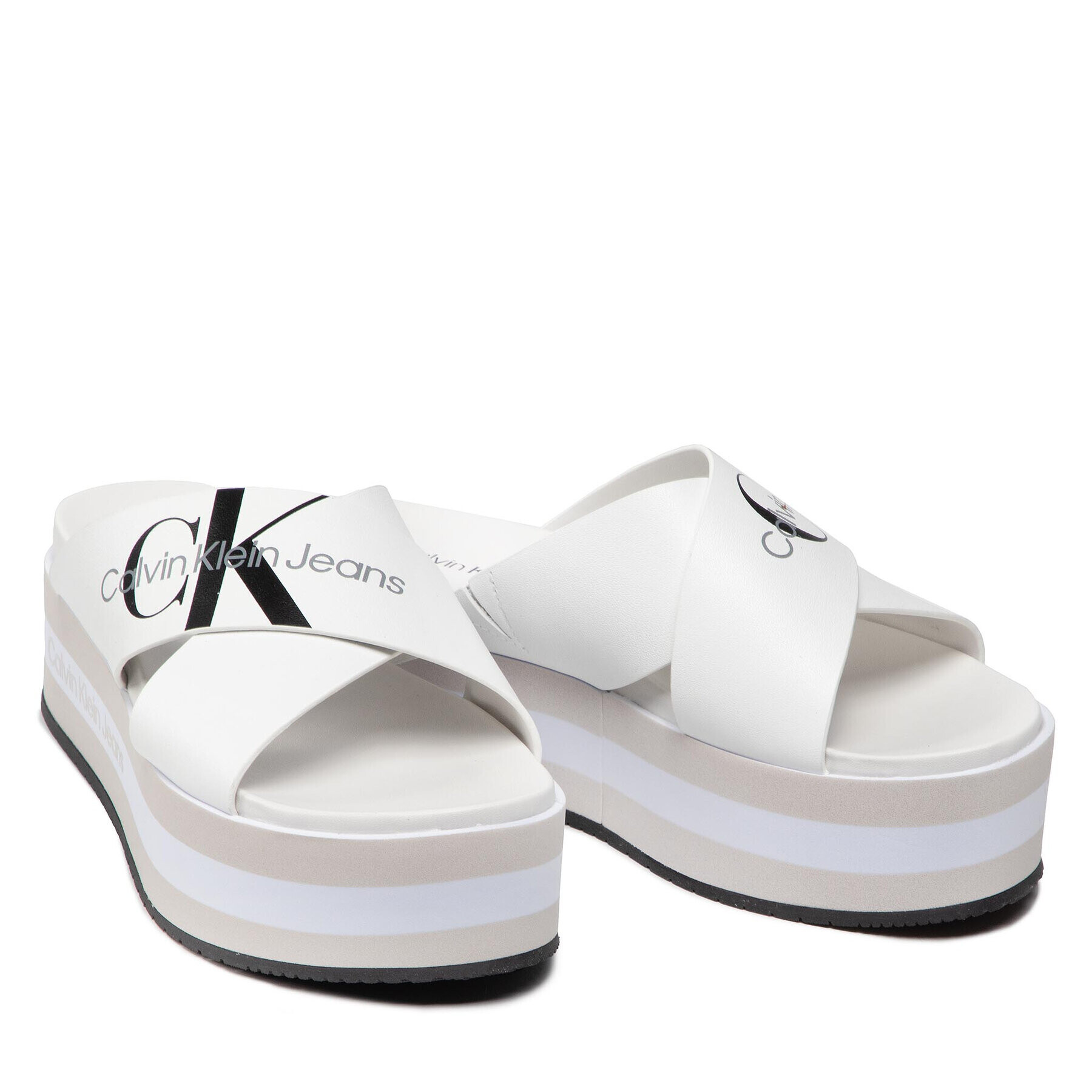 Calvin Klein Jeans Šľapky Faltform Sandal Crisscross YW0YW00562 Biela - Pepit.sk