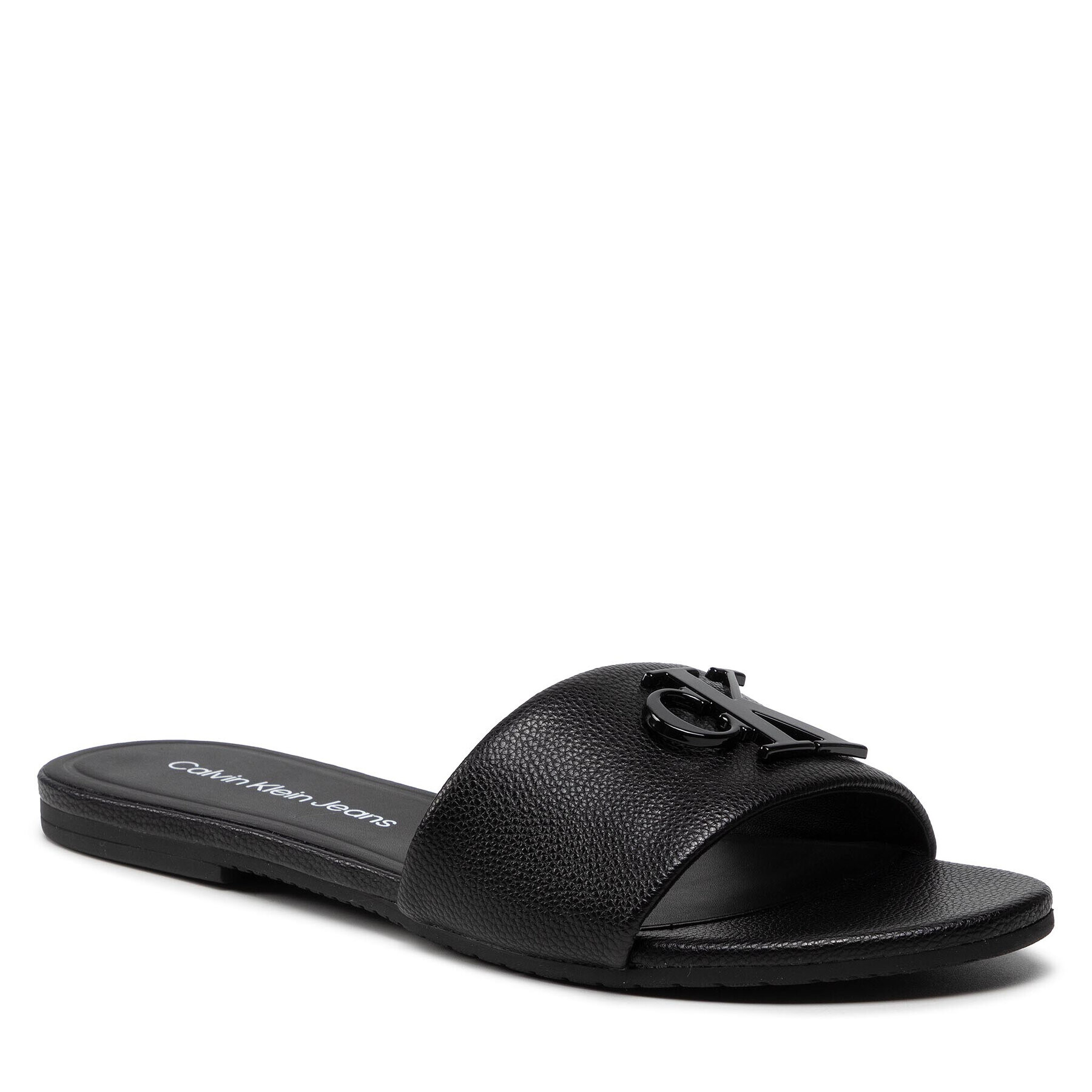 Calvin Klein Jeans Šľapky Flat Sandal Hw Lth YW0YW00543 Čierna - Pepit.sk