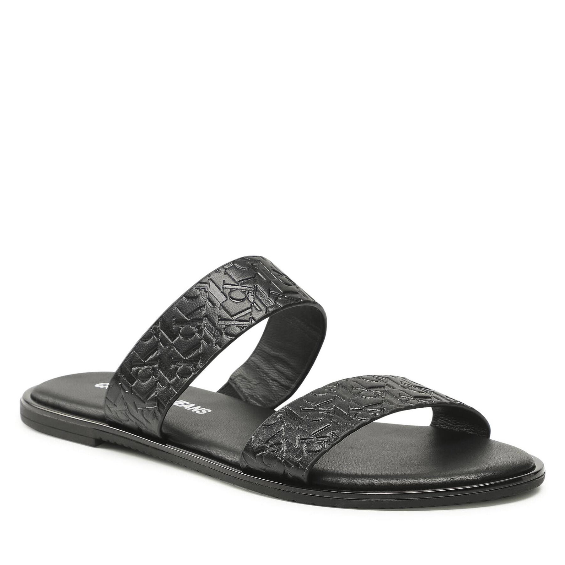 Calvin Klein Jeans Šľapky Flat Sandal Twostraps Em Pa-Pl YW0YW00141 Čierna - Pepit.sk