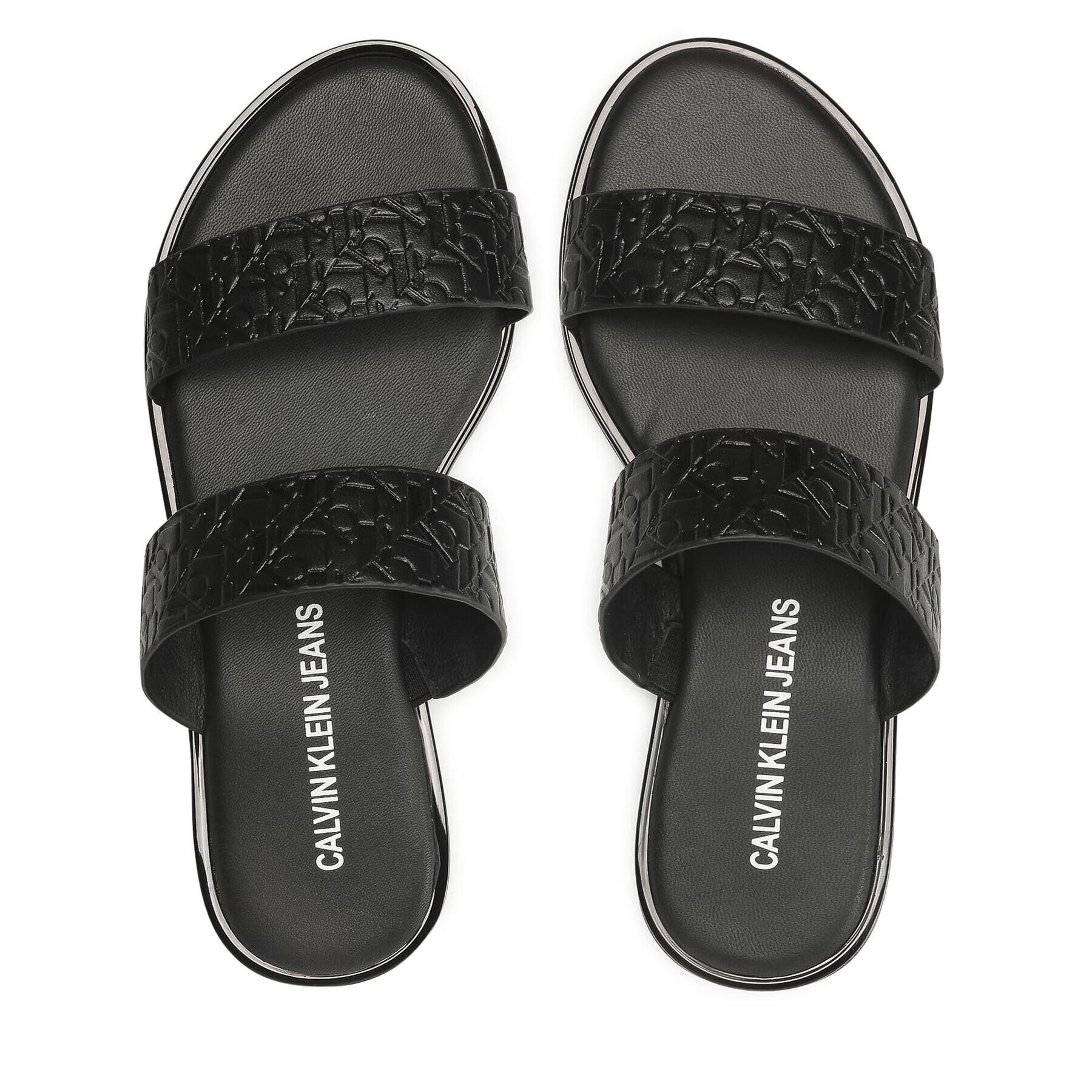 Calvin Klein Jeans Šľapky Flat Sandal Twostraps Em Pa-Pl YW0YW00141 Čierna - Pepit.sk