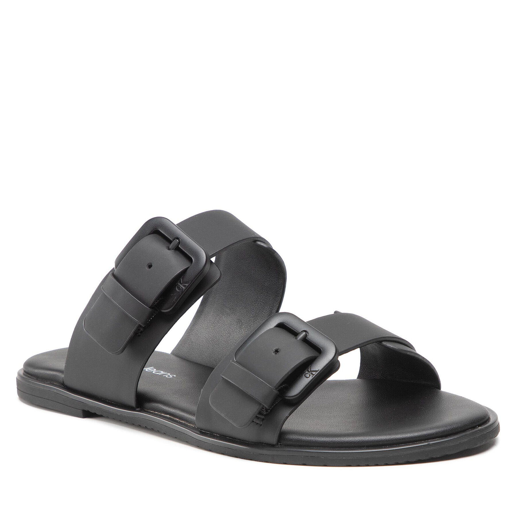 Calvin Klein Jeans Šľapky Flat Sandal Twostrips Rub YW0YW00537 Čierna - Pepit.sk